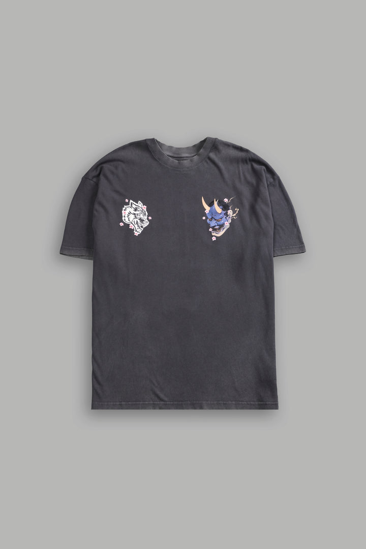 Oni Code Blossom "Premium" Oversized Tee in Wolf Gray