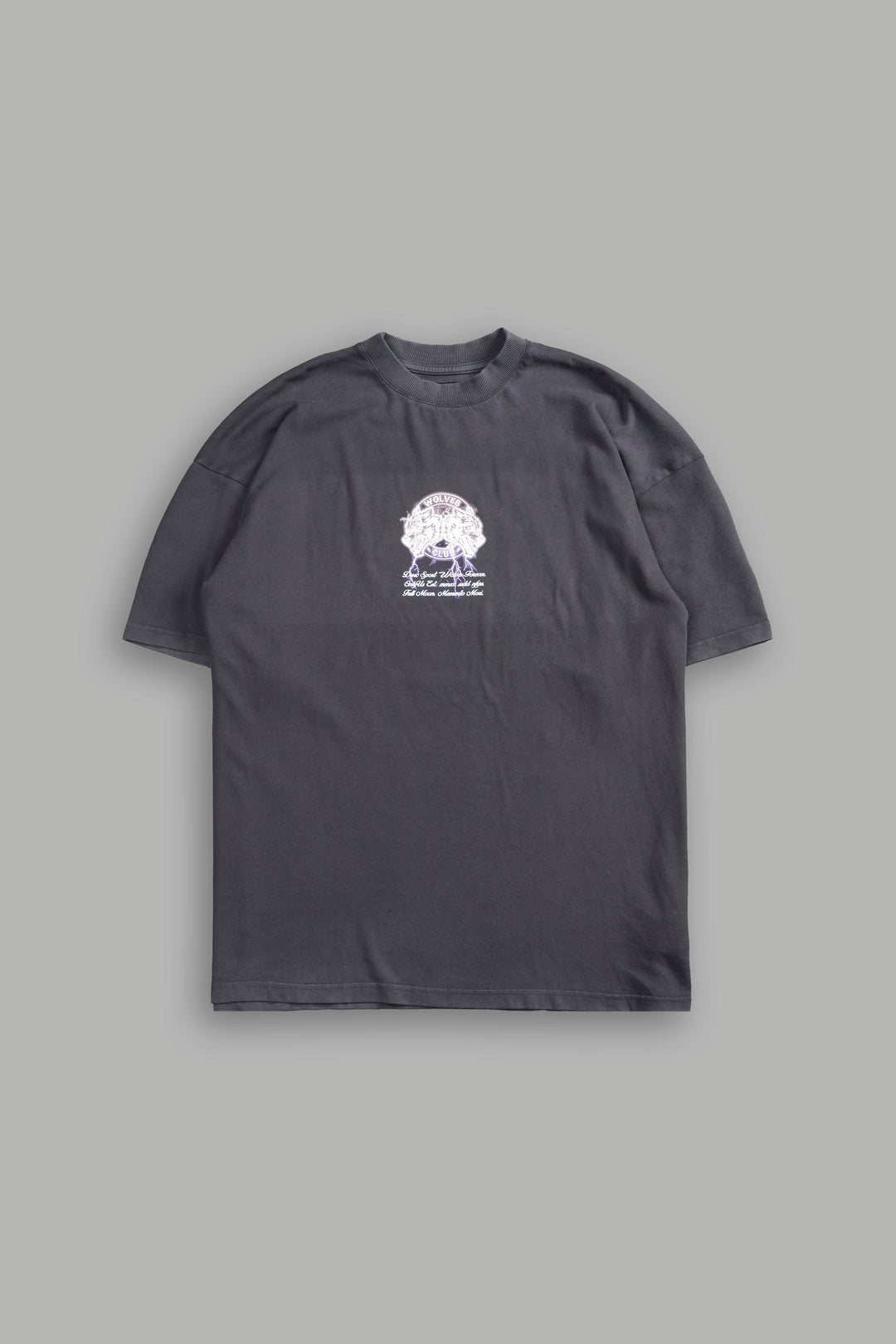 Thunder "Premium" Oversized Tee in Wolf Gray/Purple Lightning