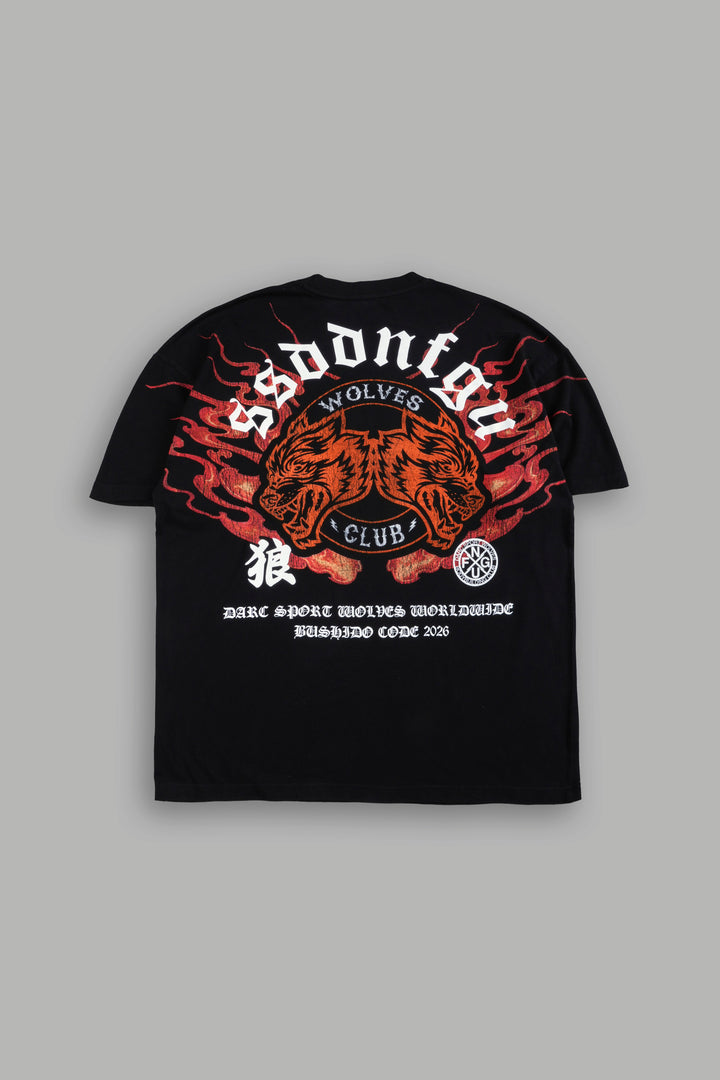 Wolves Club Oni Inferno Premium Oversized Tee in Black