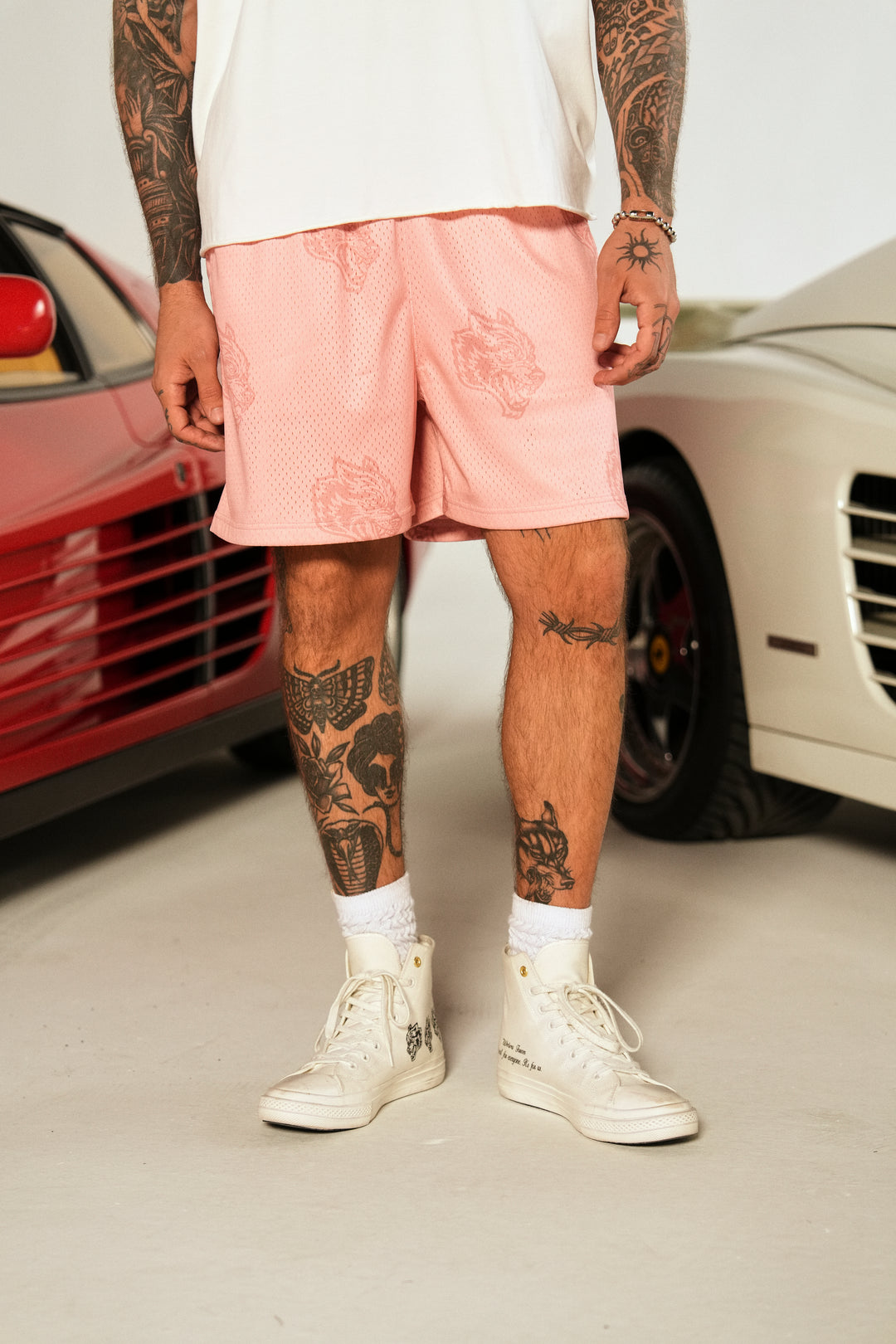 Club Monogram Mesh Shorts in Cherry Blossom