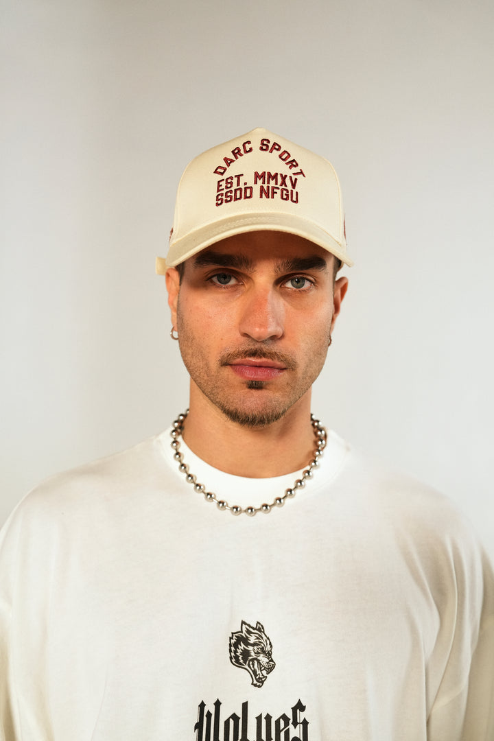 Darc Sport Wolves 5 Panel Hat in Cream