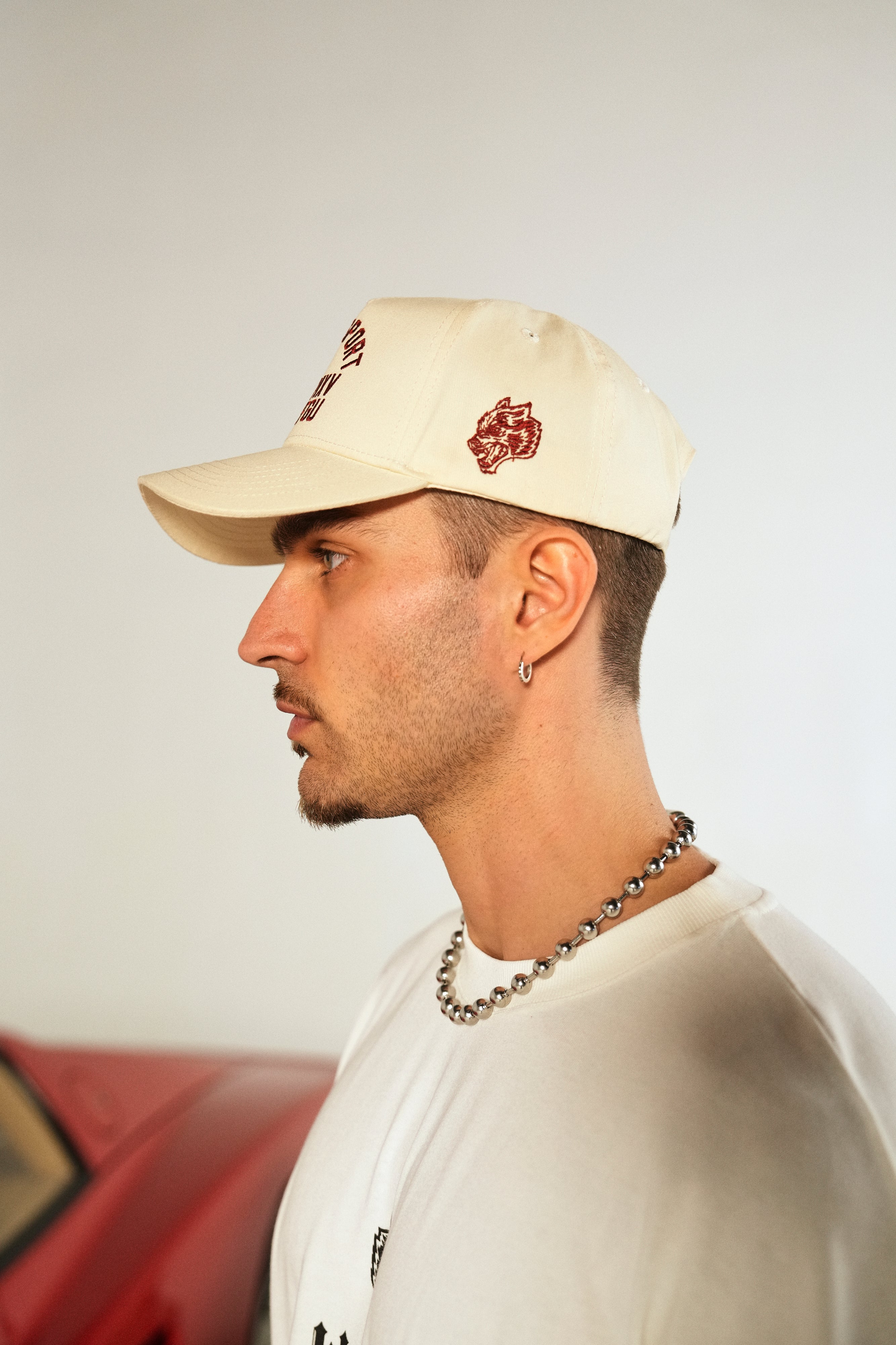 Darc Sport Wolves 5 Panel Hat in Cream
