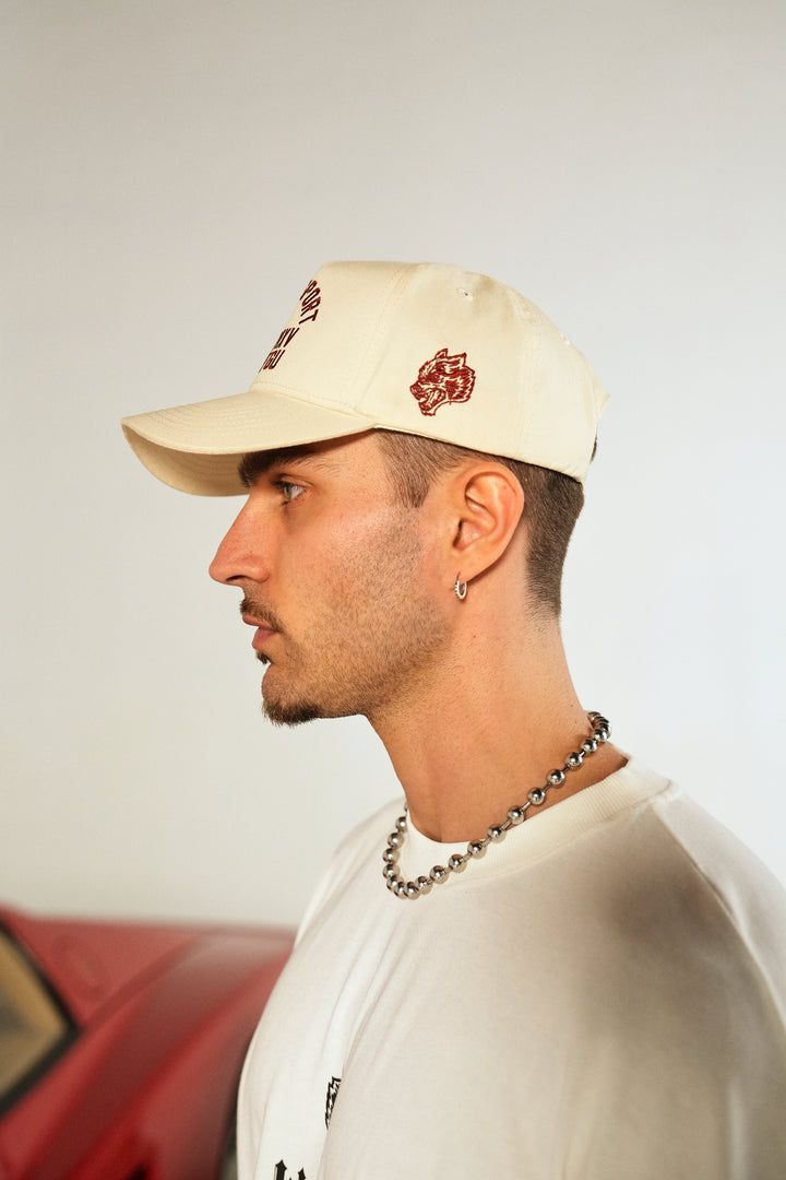 Darc Sport Wolves 5 Panel Hat in Cream