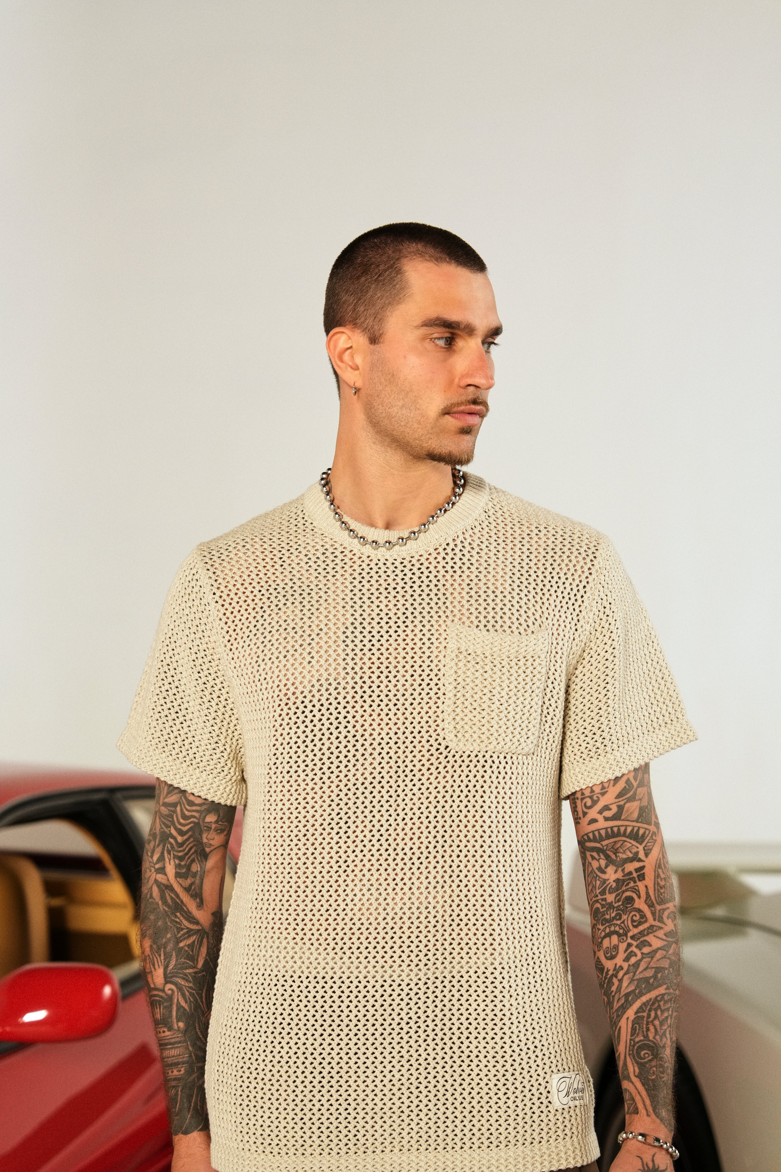 Wolves Only Us Satva Knit S/S V2 Shirt in Marled Cream