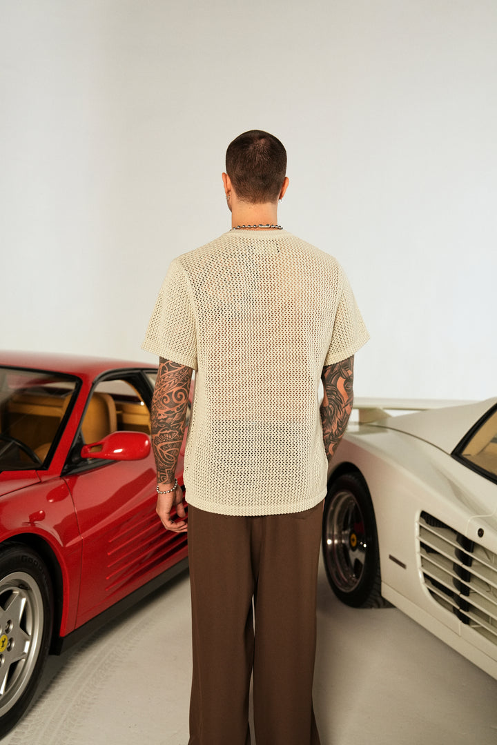 Wolves Only Us Satva Knit S/S V2 Shirt in Marled Cream