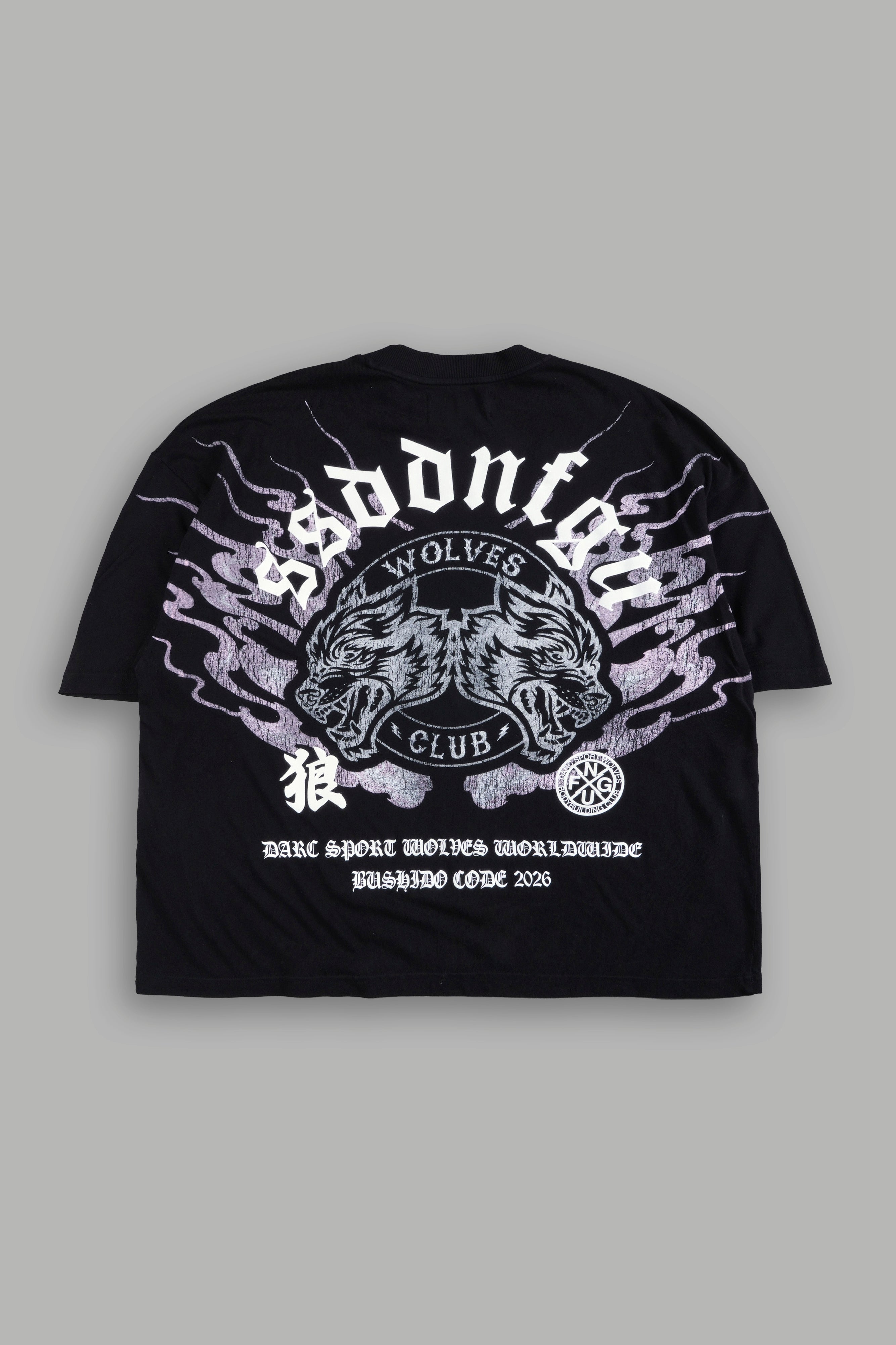 Wolves Club Oni Inferno Distressed Grunge Box Cut Tee V2 in Black