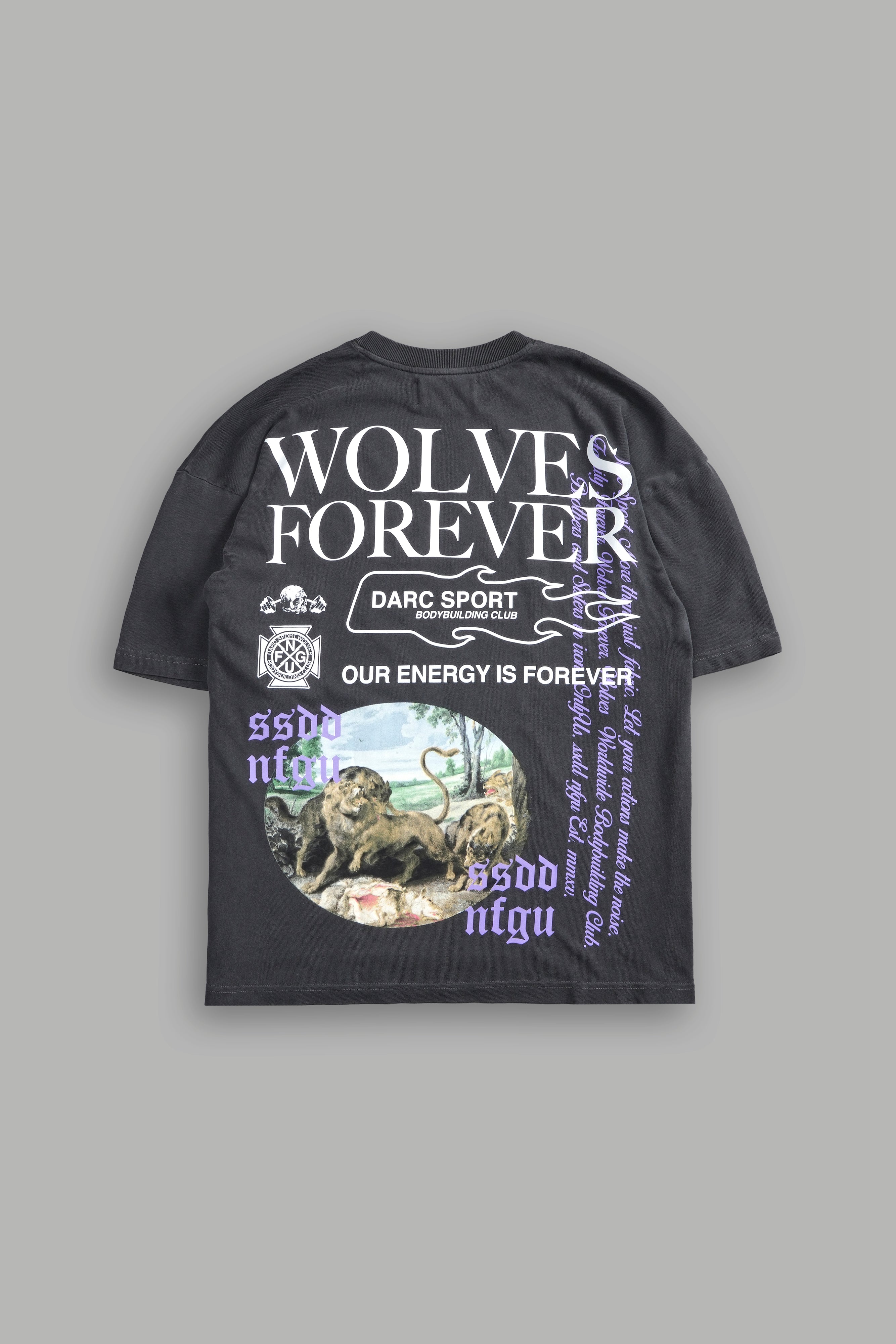 Three Wolves "Premium" Oversized Tee in Wolf Gray