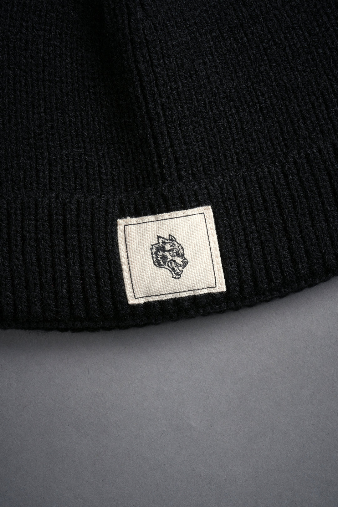Wolf Patch Beanie in Black