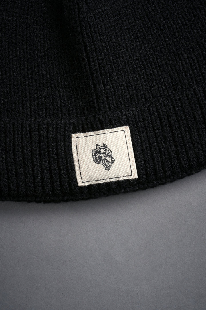 Wolf Patch Beanie in Black