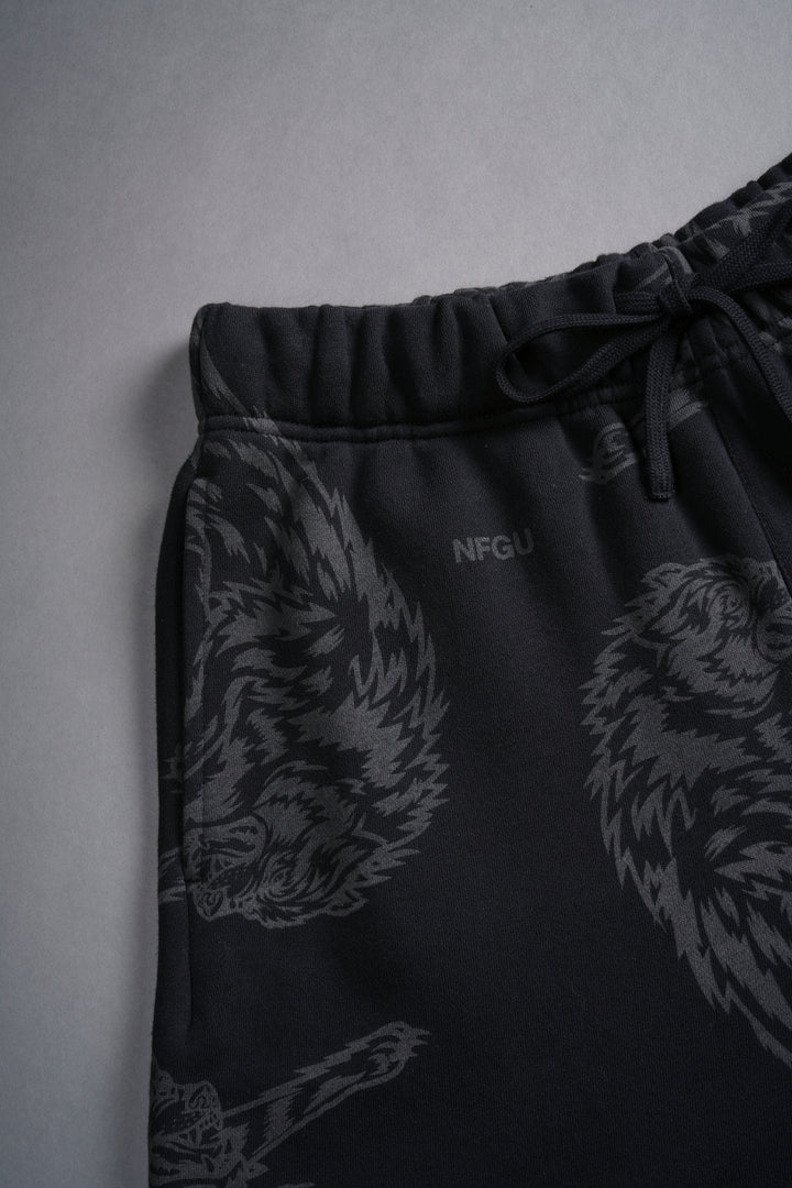 Leap Of Faith Oversized Post Lounge Sweat Shorts in Black