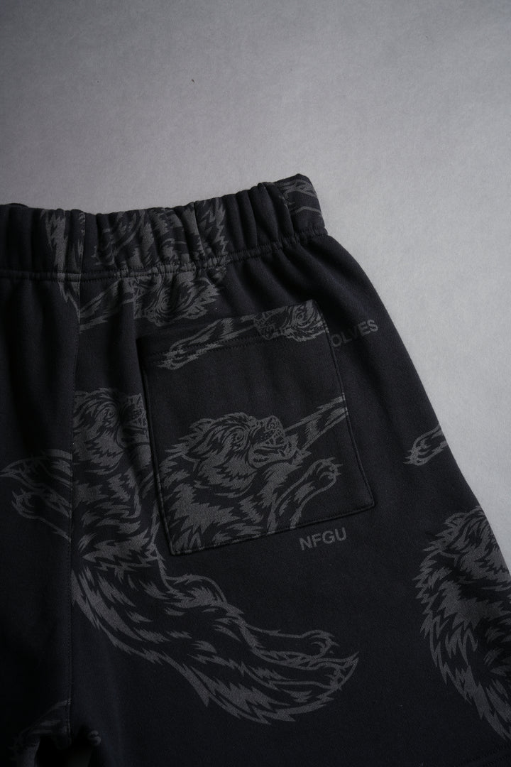 Leap Of Faith Oversized Post Lounge Sweat Shorts in Black