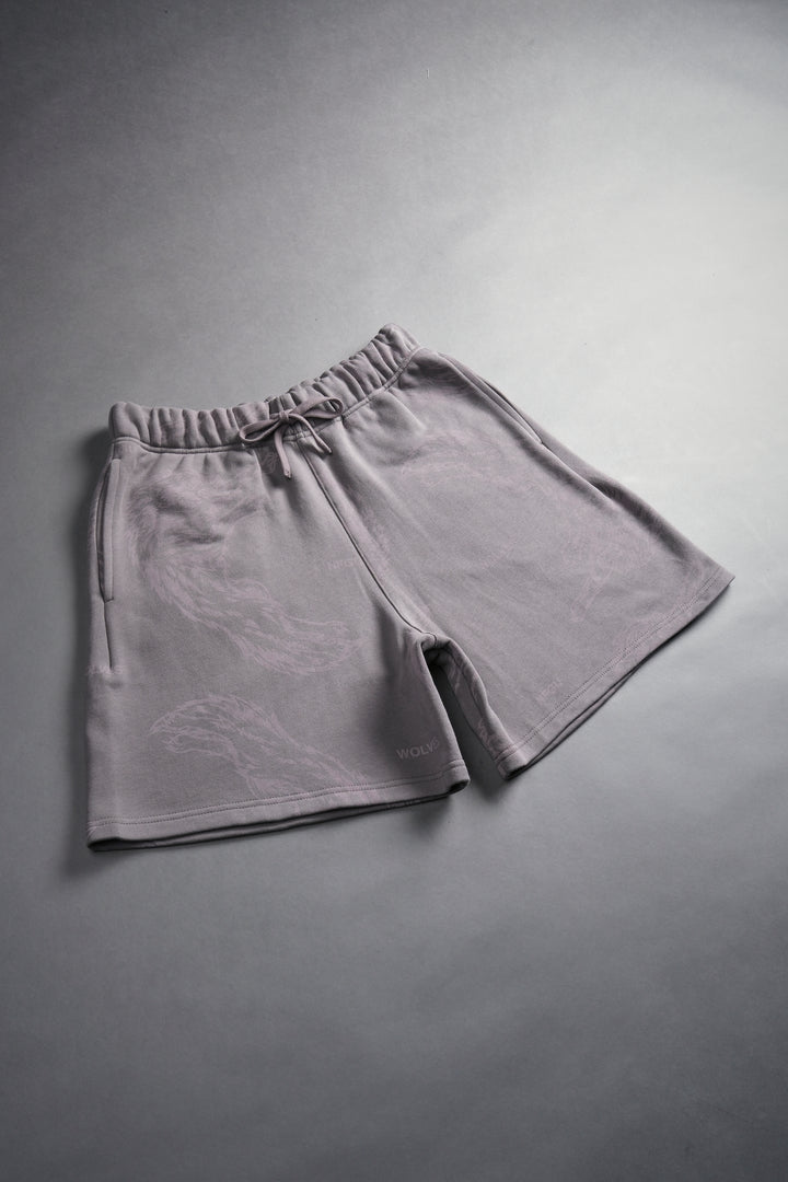 Leap Of Faith Oversized Post Lounge Sweat Shorts in Pale Gray