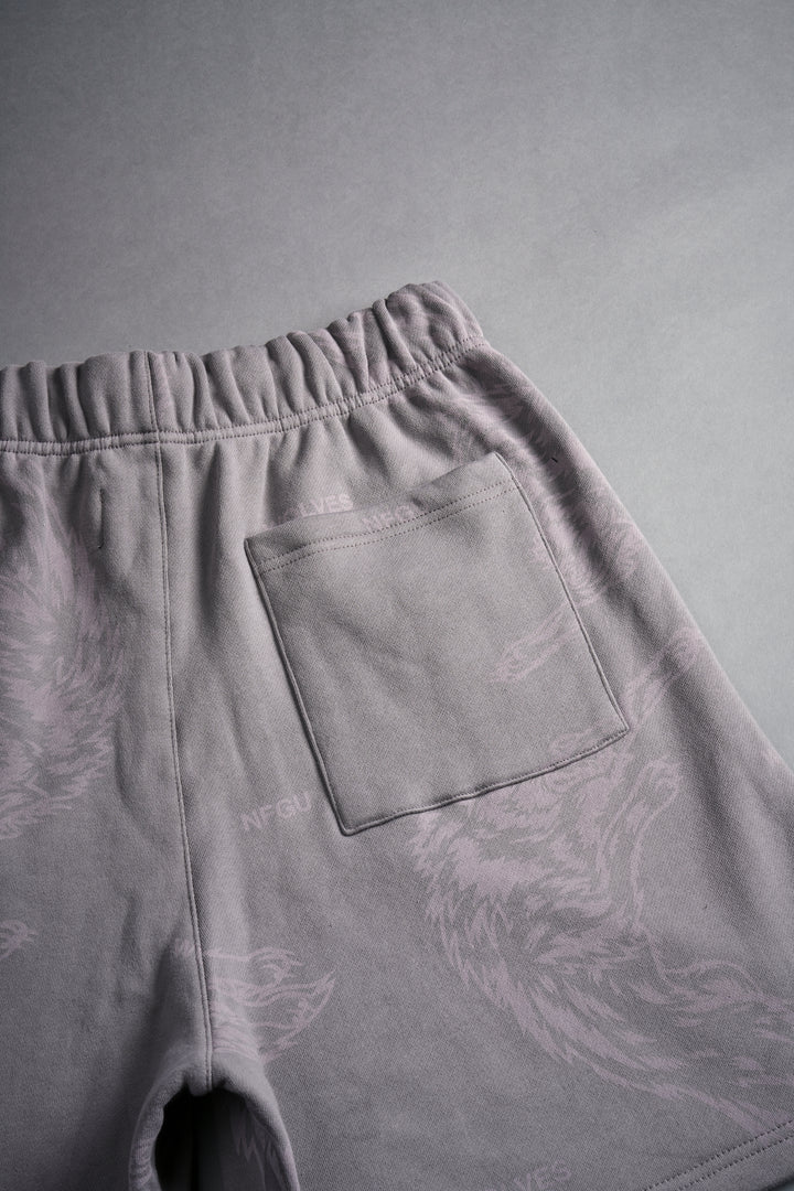 Leap Of Faith Oversized Post Lounge Sweat Shorts in Pale Gray