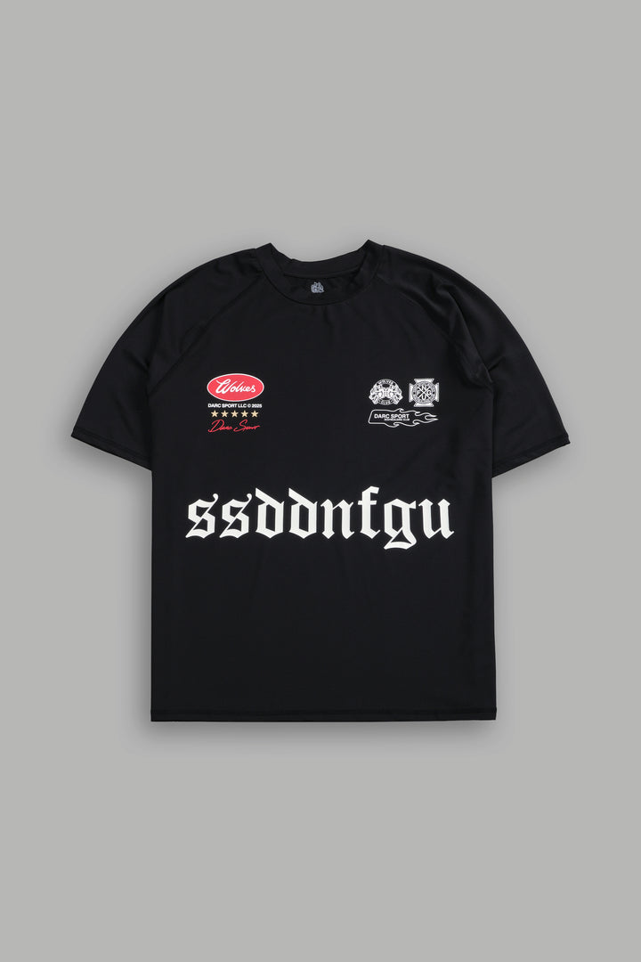 Us Forever "Dry Wolf" S/S Raglan Tee in Black
