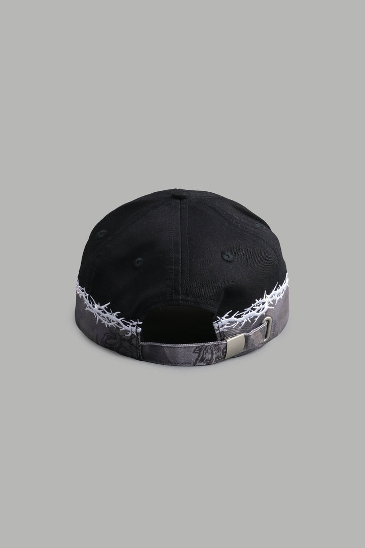 Scorched Thorns 5 Panel Hat in Black/Blossom Woodland Camo