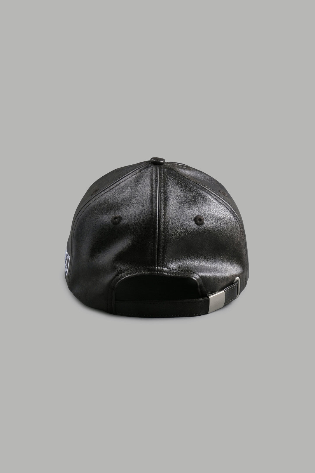 Iron Wolf Head Faux Leather Dad Hat in Black