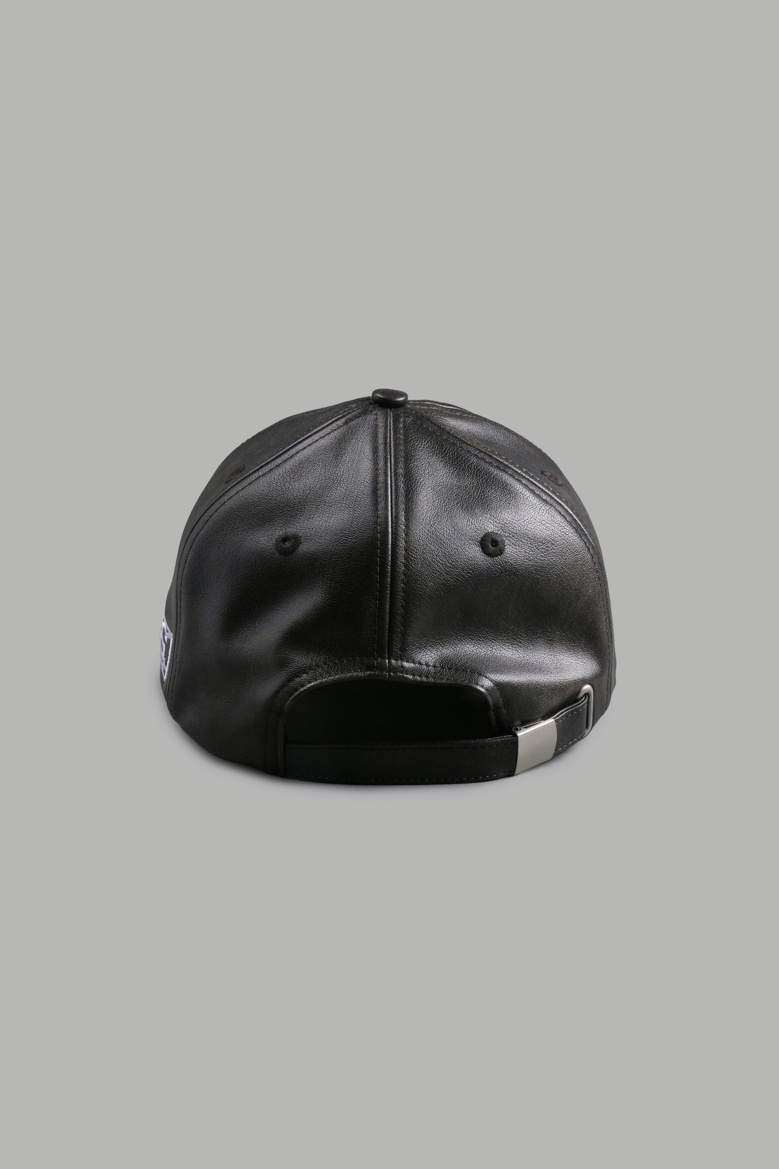 Iron Wolf Head Faux Leather Dad Hat in Black