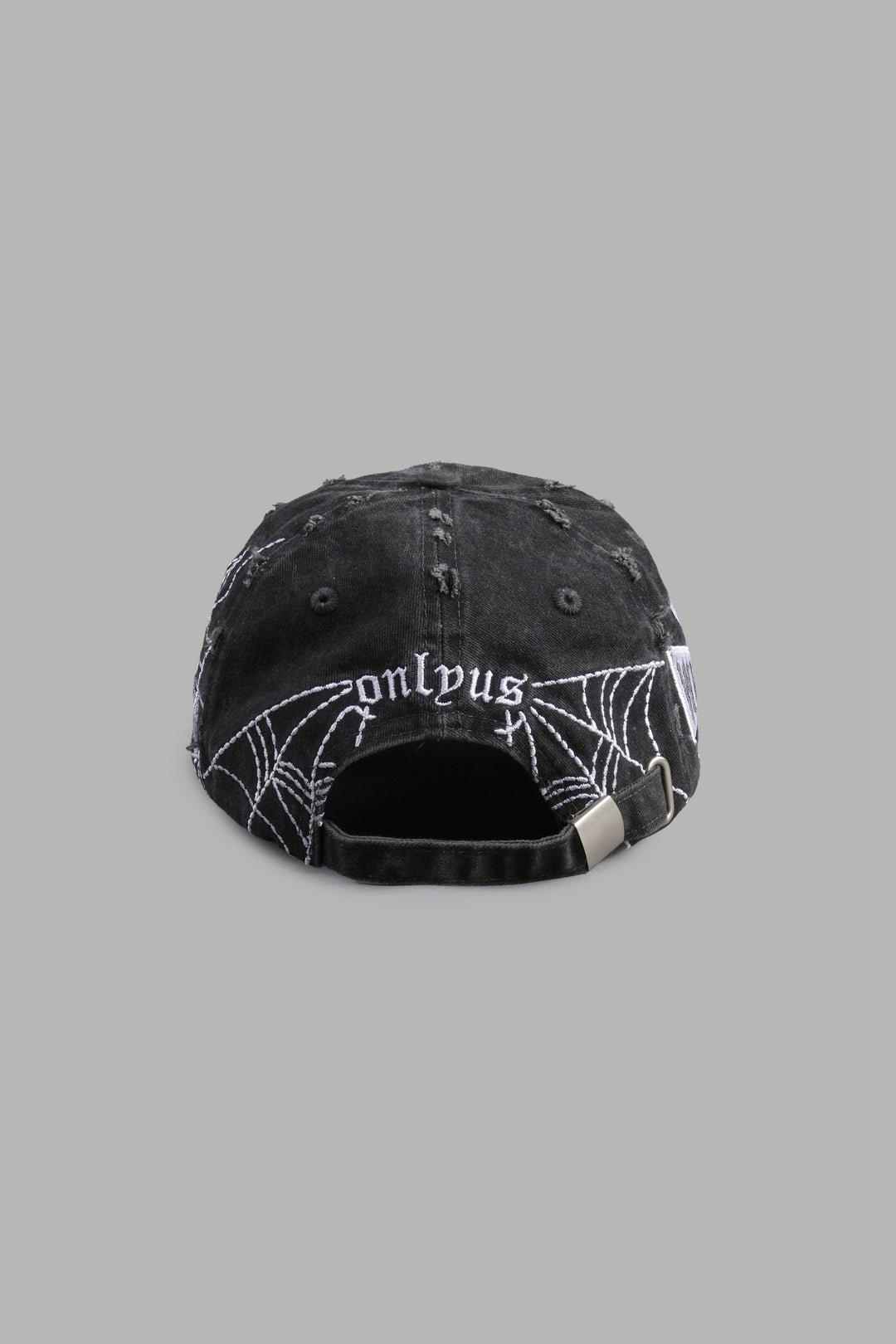 Webbed Distressed Dad Hat in Black