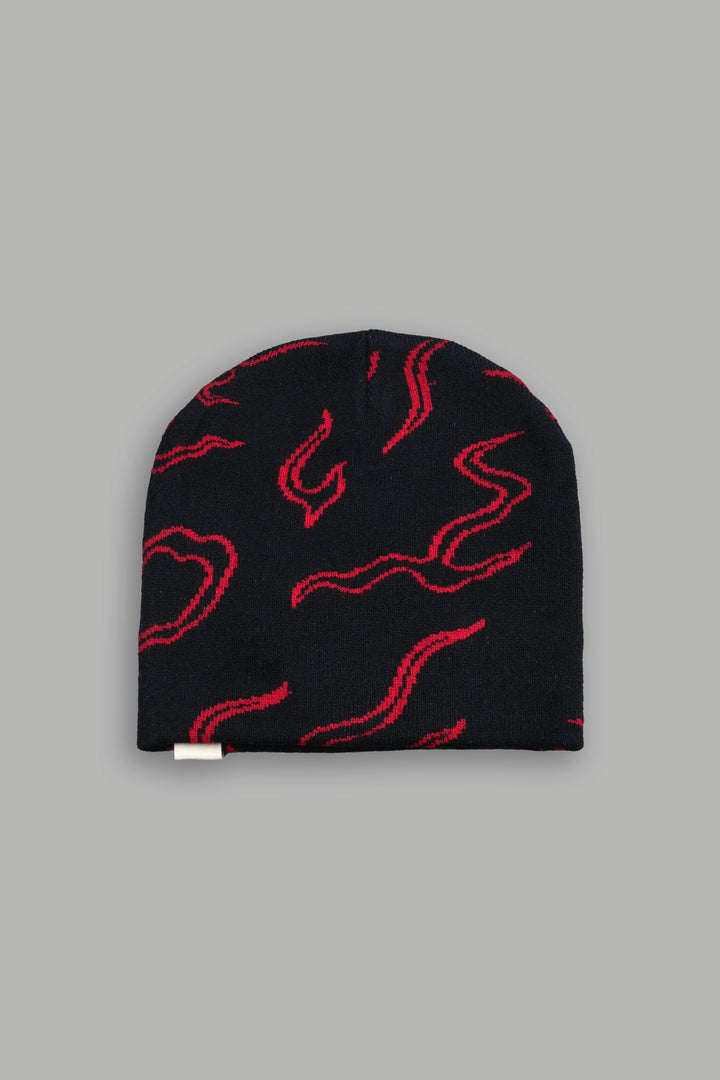 Our Fire Cap Beanie in Black/Red