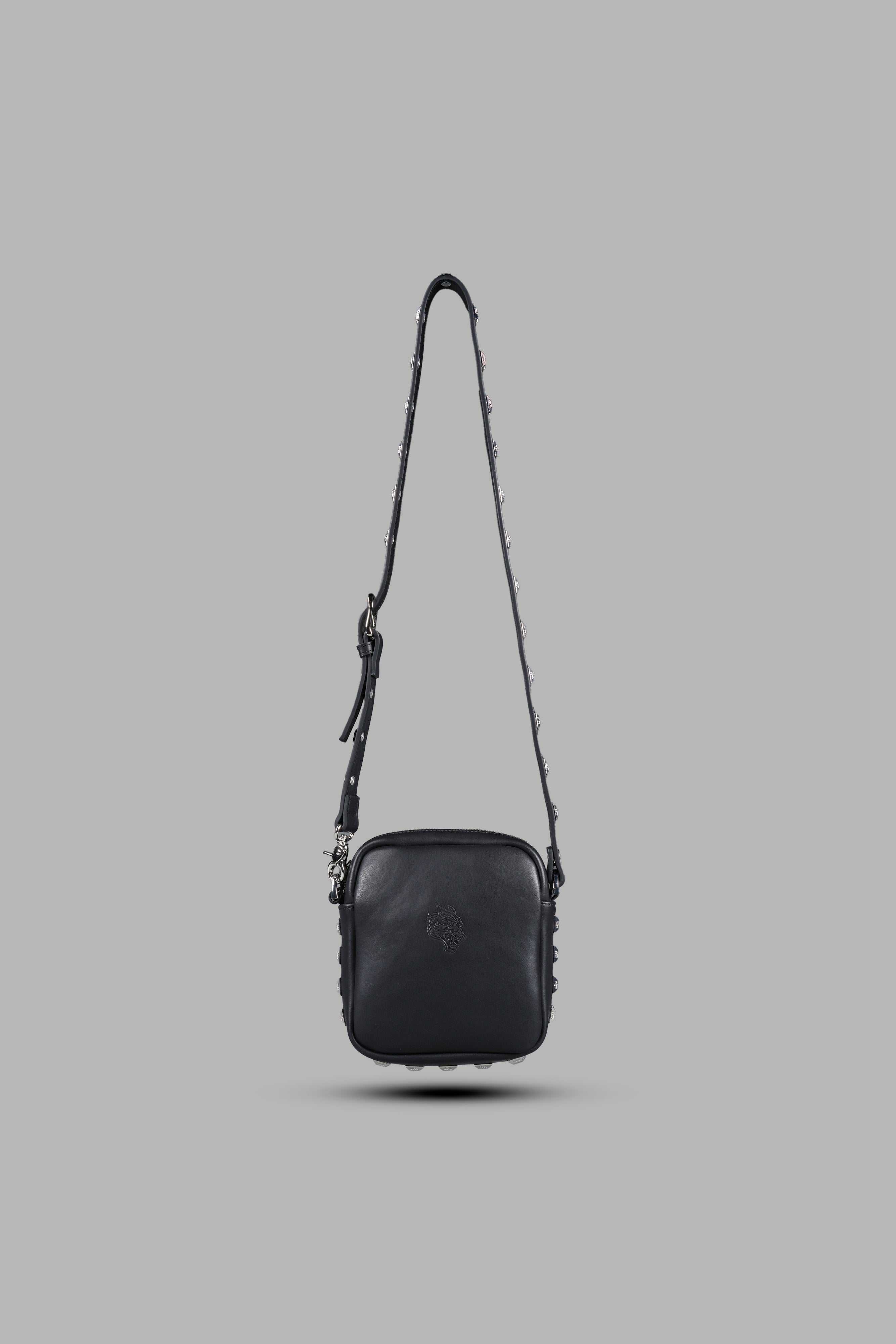Wolves OnlyUs Slim Leather Side Bag in Black