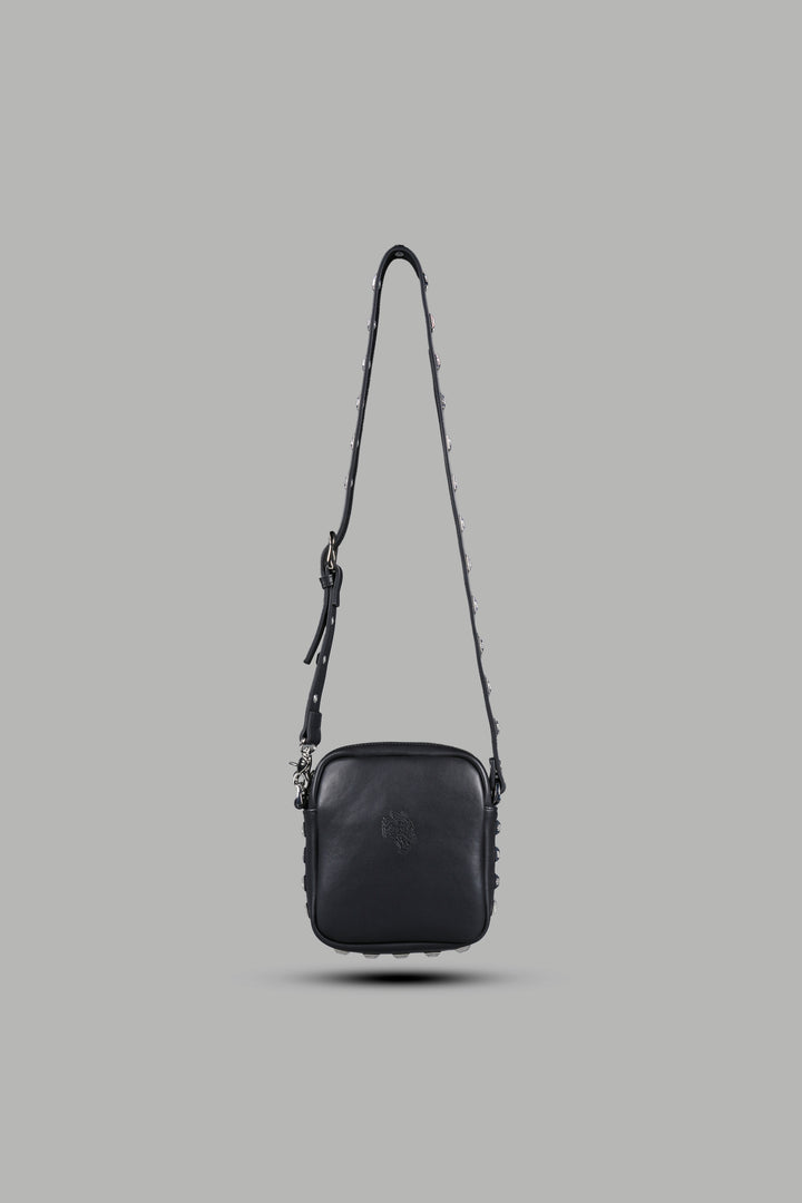 Wolves OnlyUs Slim Leather Side Bag in Black