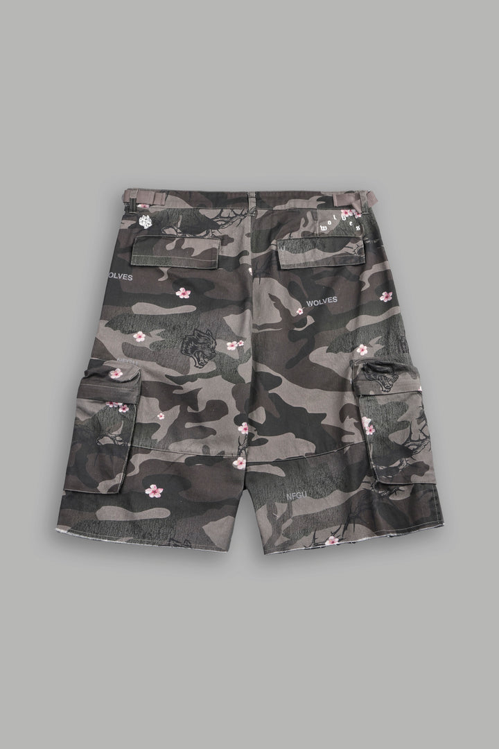 Wolf Pyramid Duke Cargo Shorts in Warrior In A Garden Green Camo
