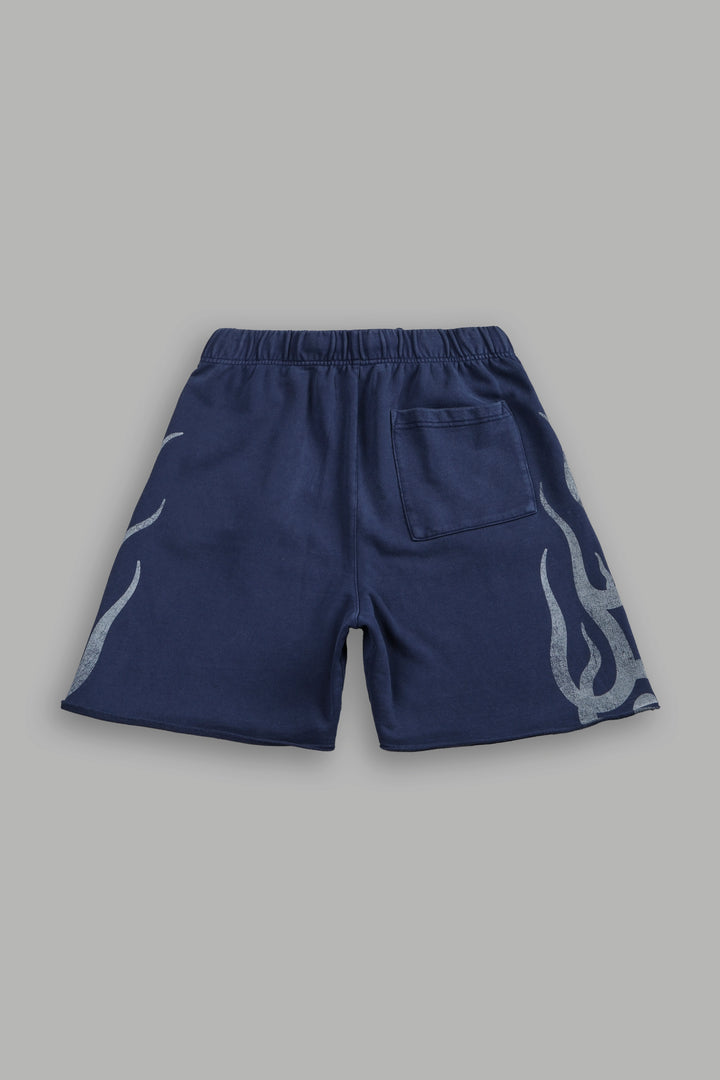 Fight Or Flight Grunge Oversized Raw Hem Post Lounge Sweat Shorts in Navy