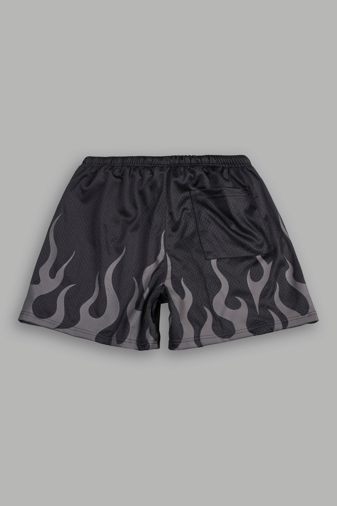 On Fire Applique Mesh Shorts In Black