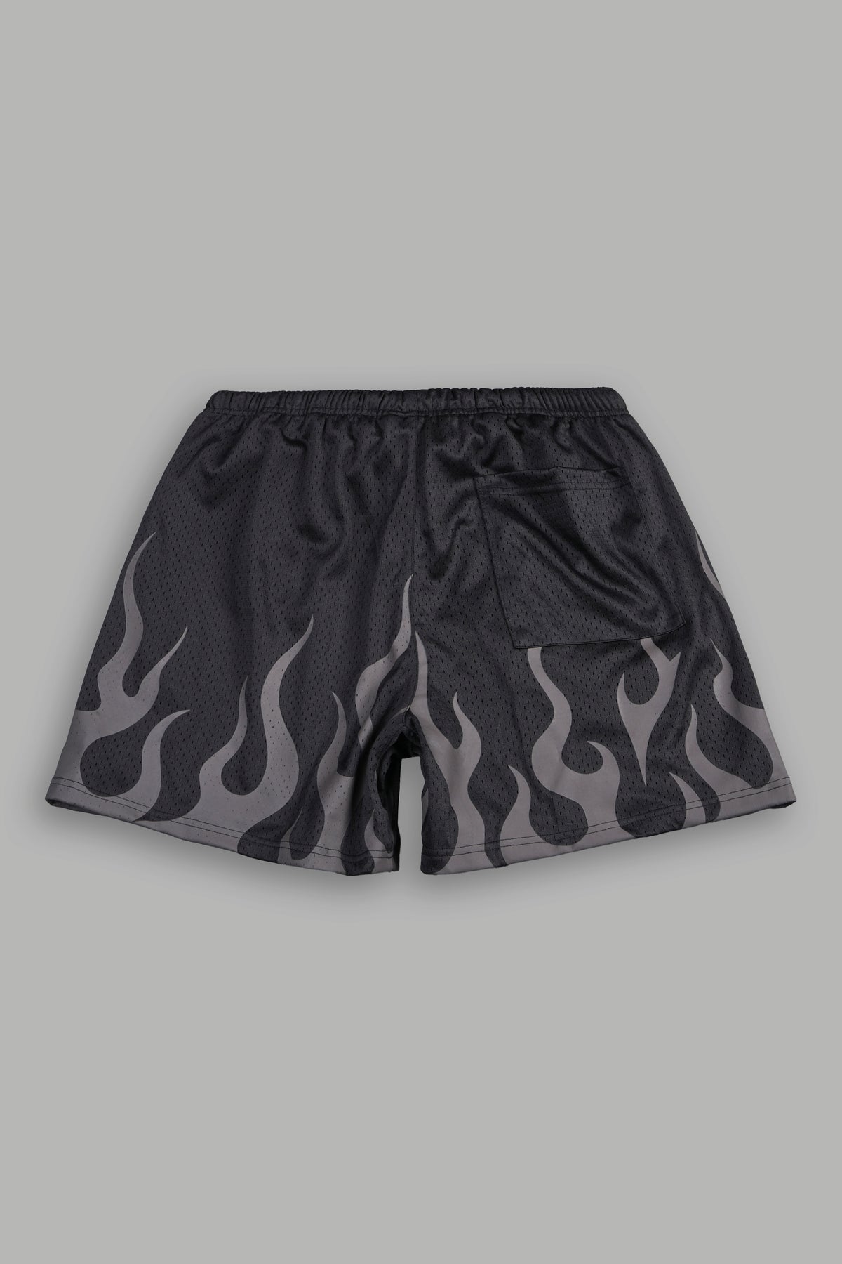 On Fire Applique Mesh Shorts In Black