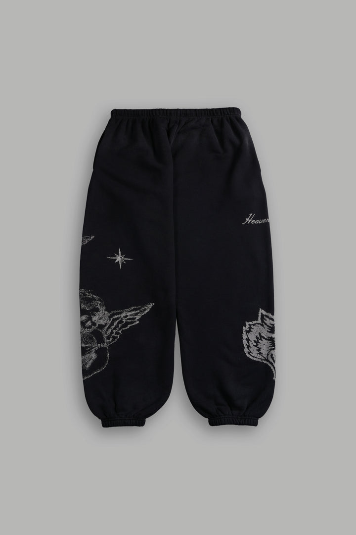 Sacred Flash Lightweight Lounger Sweat Pants in Black Drift Wash