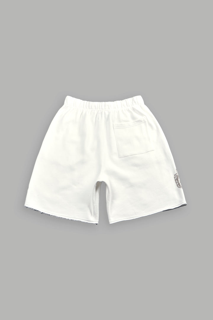 Loyalty Frvr Raw Hem Oversized Post Lounge Sweat Shorts in Cream