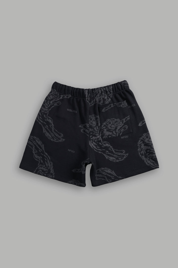 Leap Of Faith Oversized Post Lounge Sweat Shorts in Black