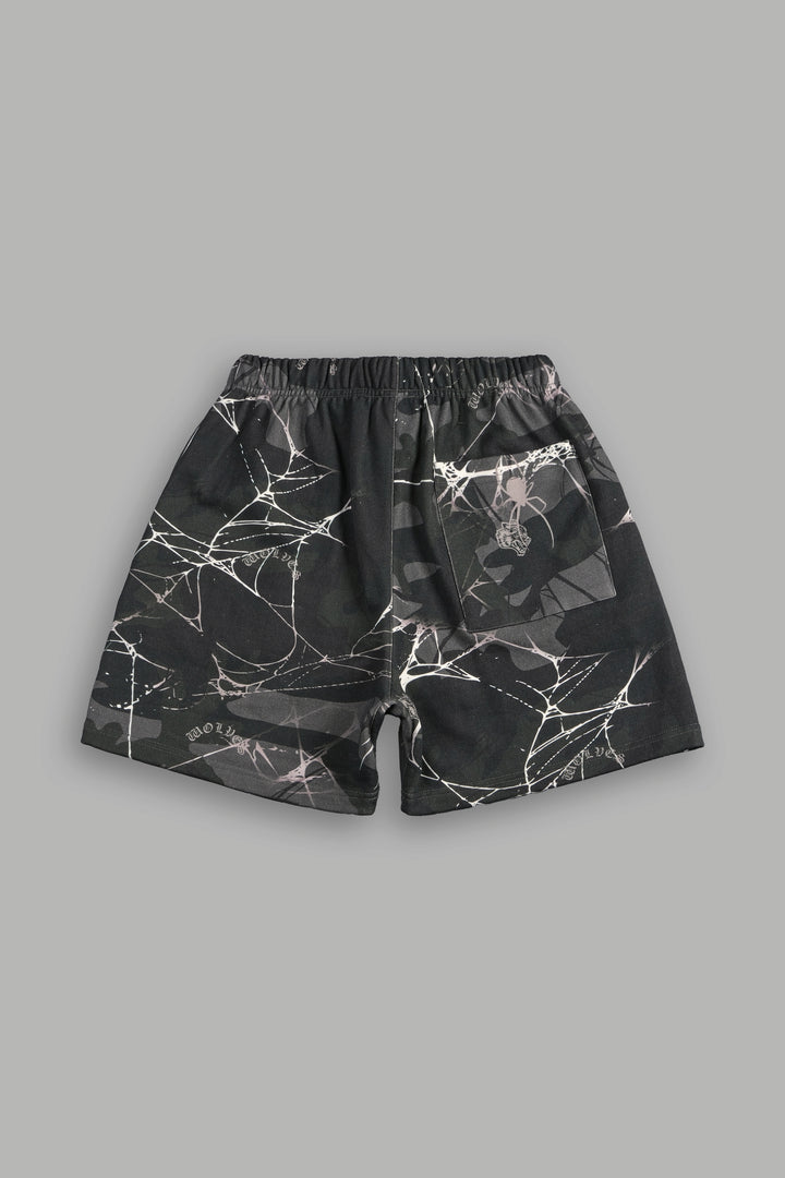 Symbiosis Post Lounge Sweat Shorts in Spider Camo