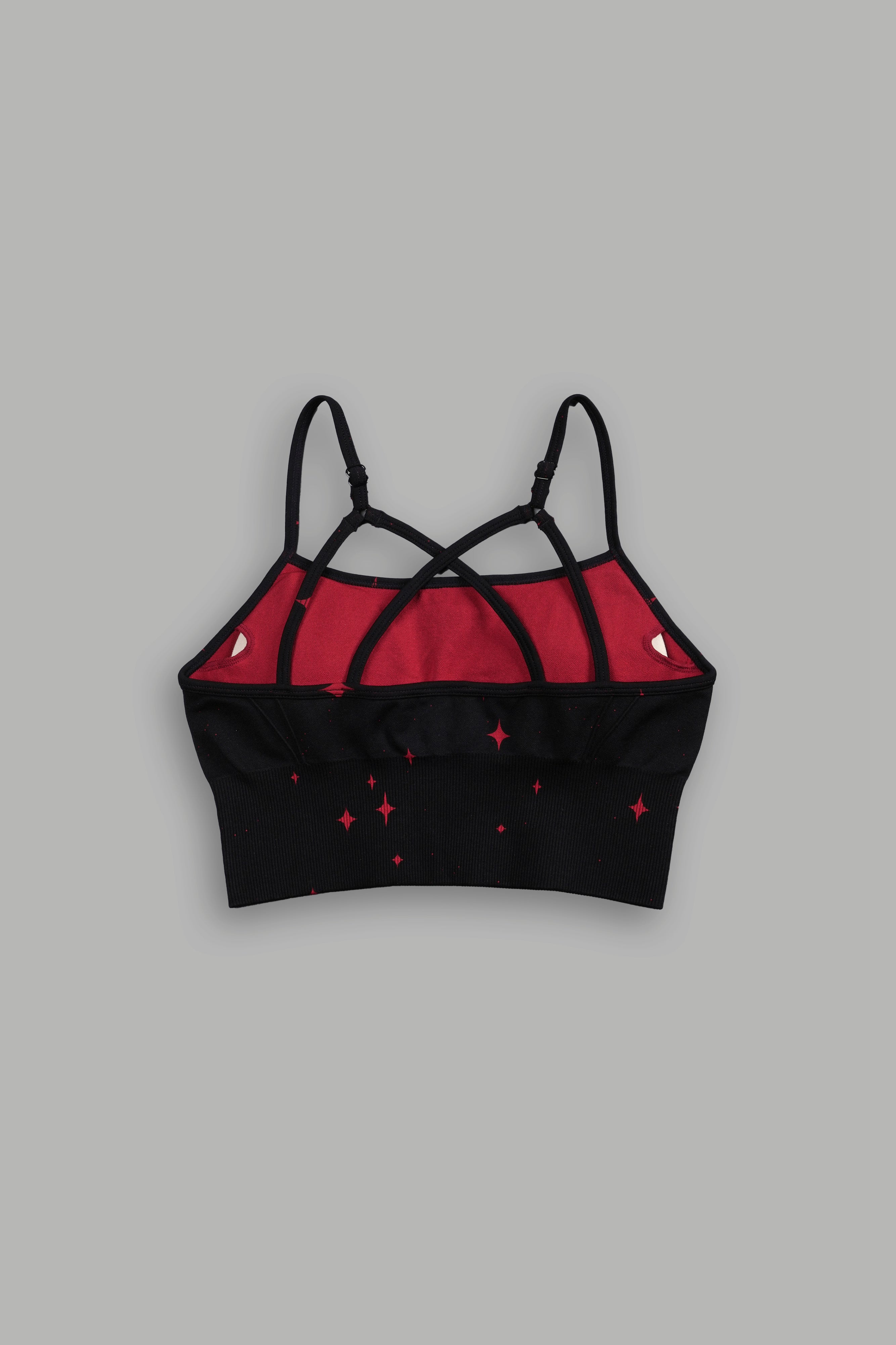 The Power "Everson Seamless" Huxley Bra in Black/Red Starry Night