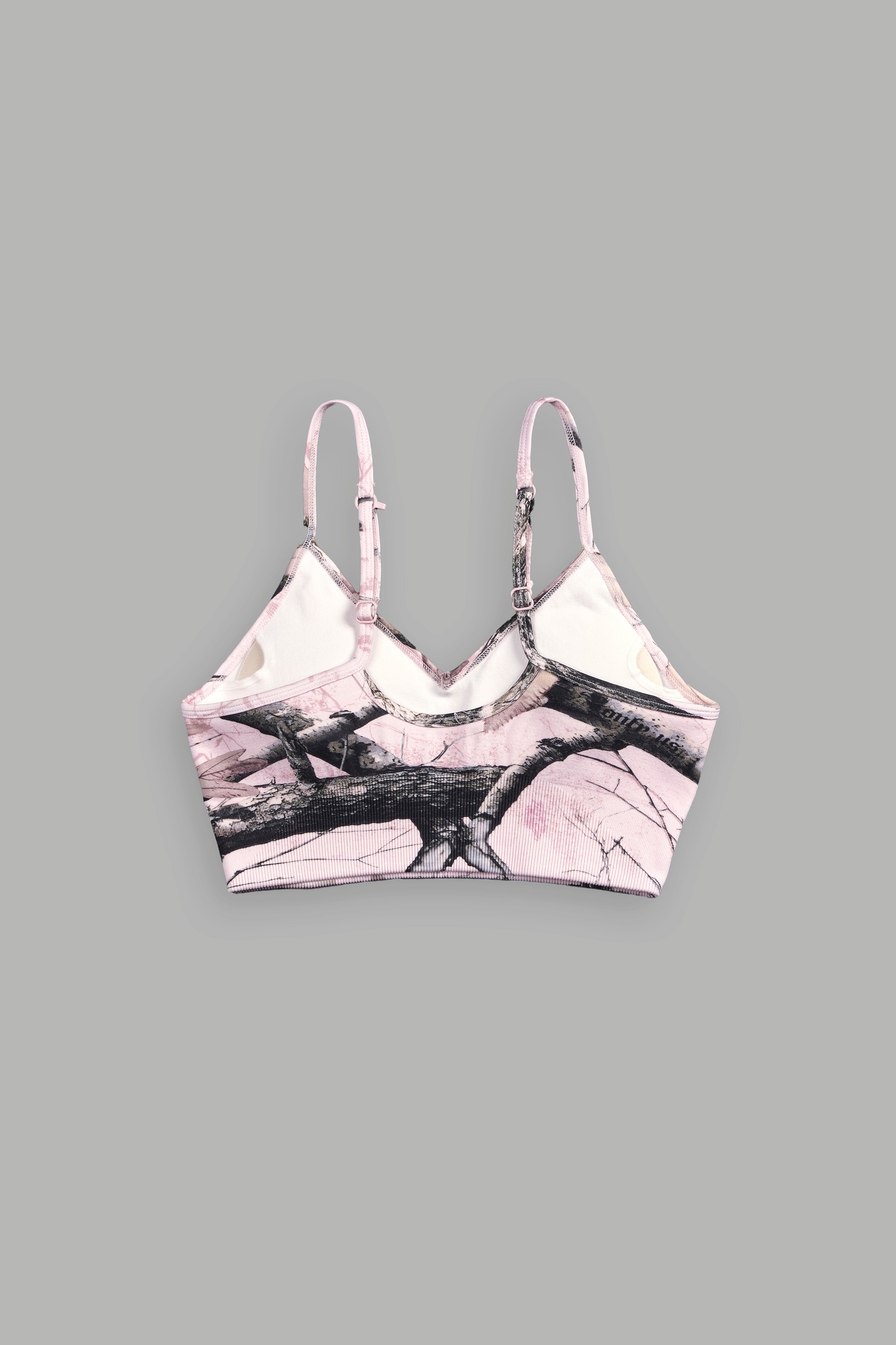 Our Passion "Everson Seamless" Sports Bra in Brown/Light Mauve Woodland Camo