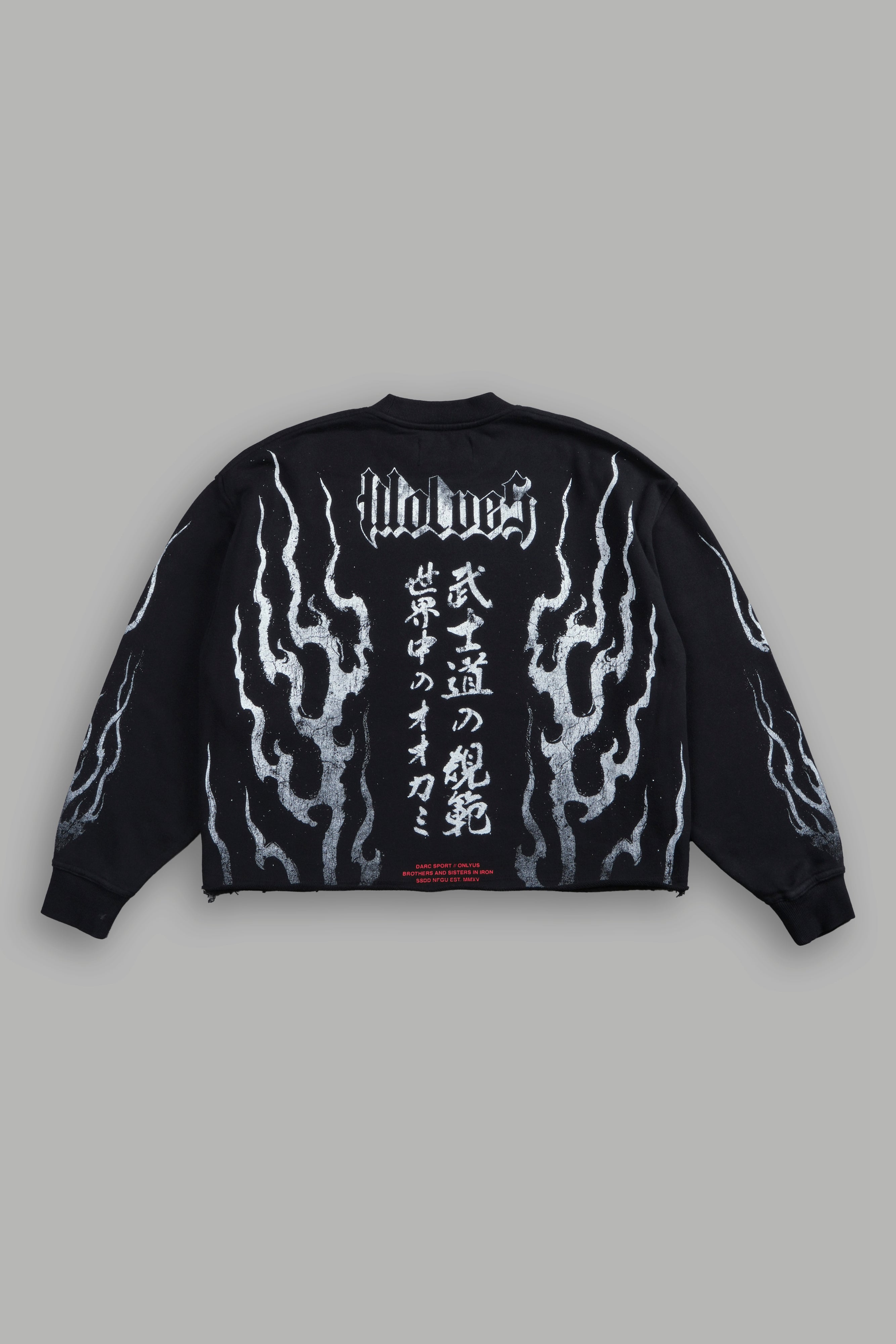 Darc Infernal Raw Hem "Box Cut" Crewneck in Black