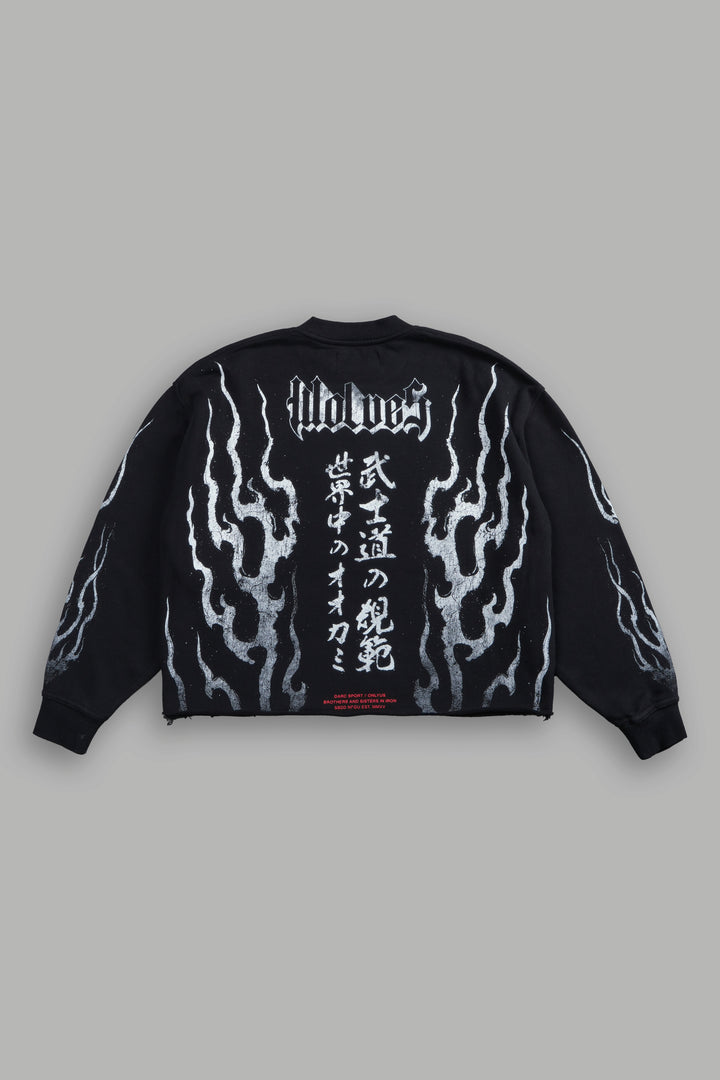 Darc Infernal Raw Hem "Box Cut" Crewneck in Black