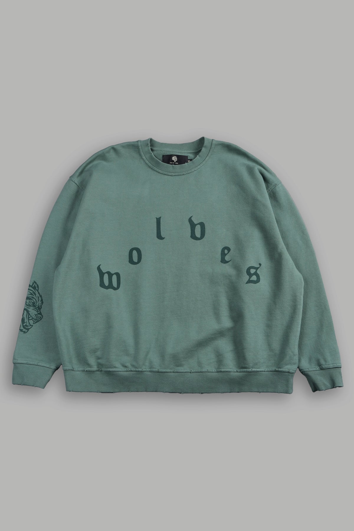 Forever Our Core Grunge Distressed Oversized London Crewneck In Hunter Green
