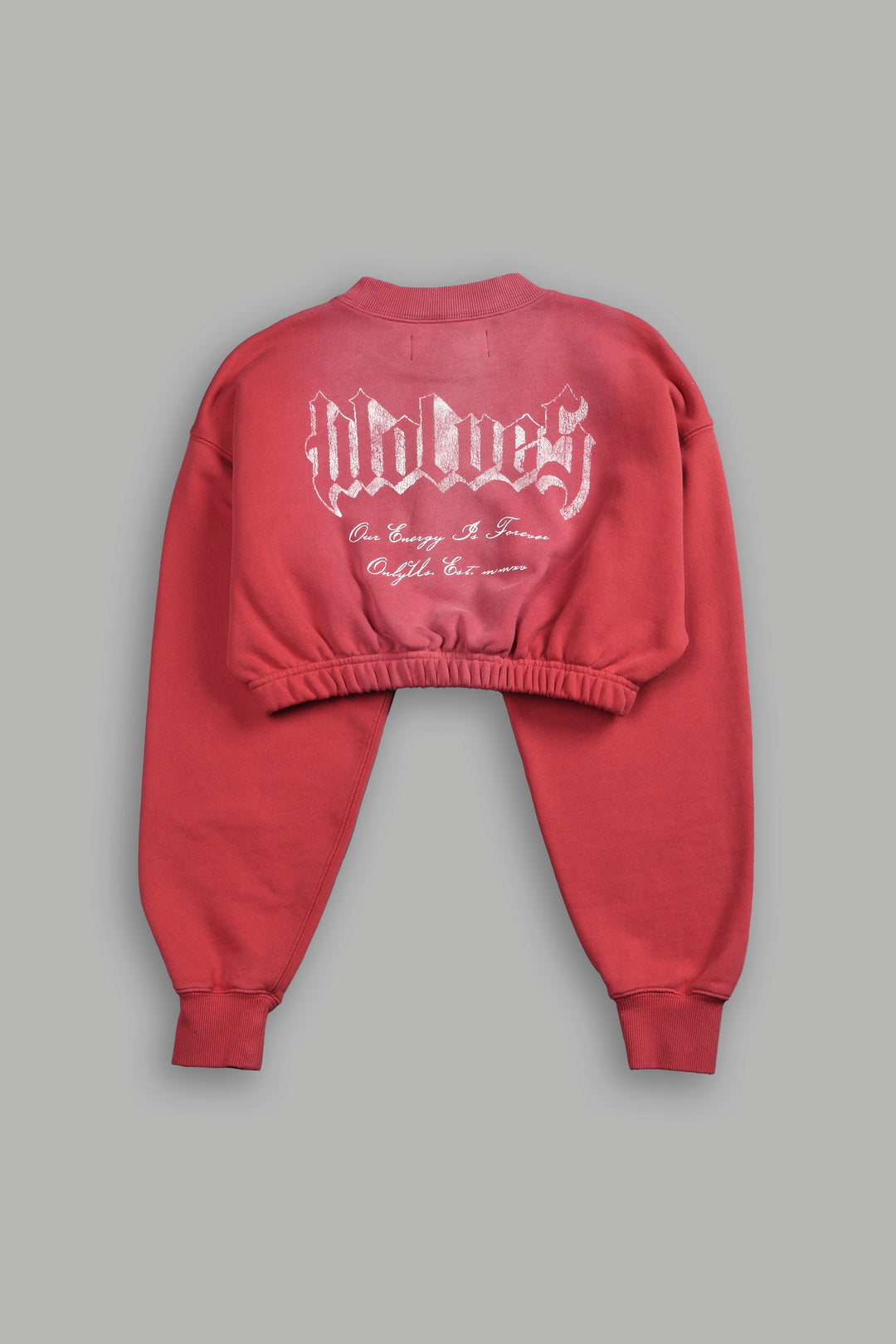 Her Darcness "Gwen" (Cropped) Crewneck in Roman Red Tonal Sun Fade