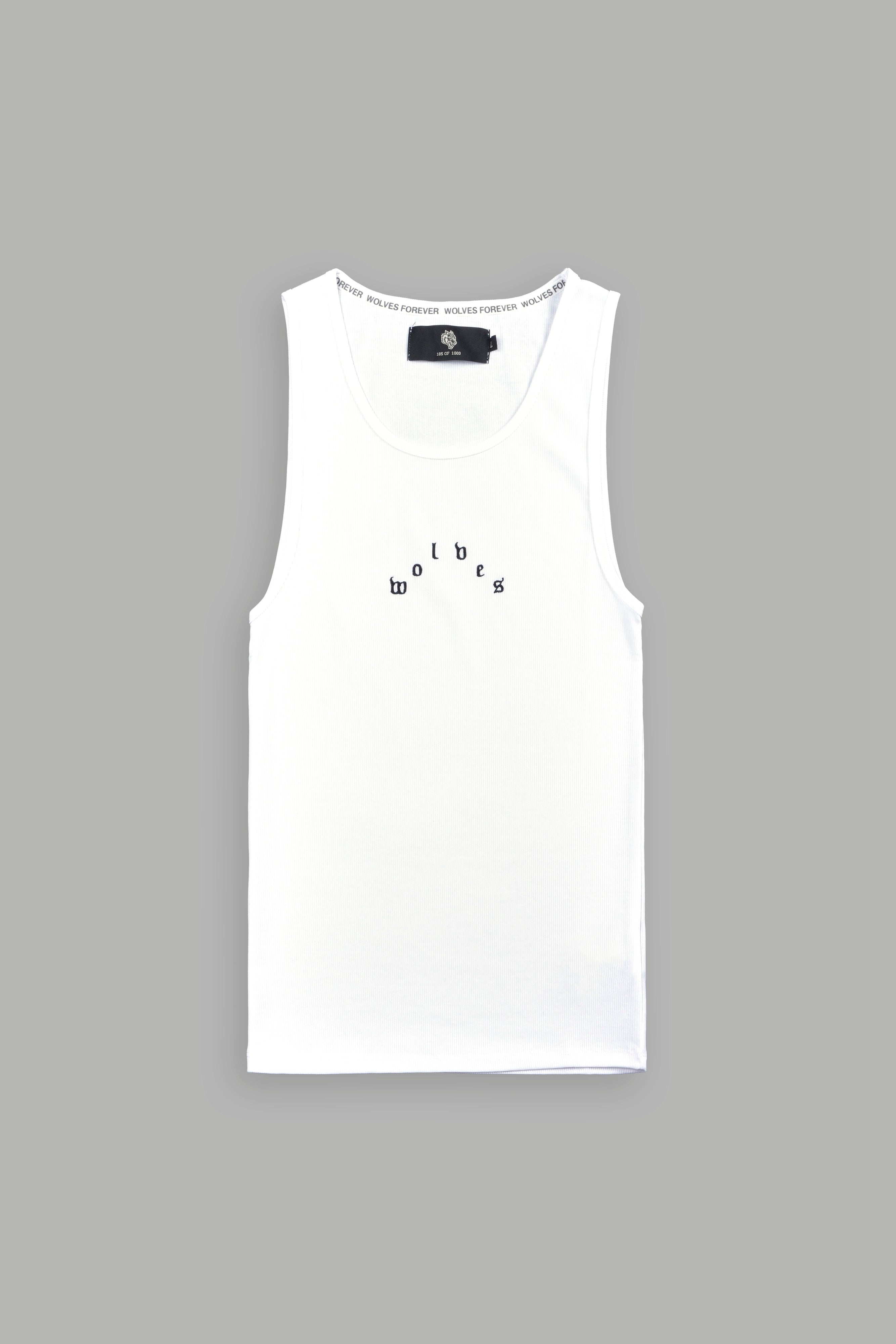 Wolves Pyramid Ribbed Tank V2 in White
