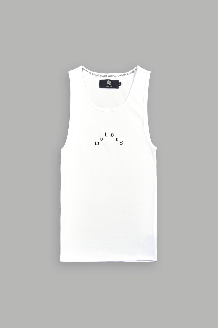 Wolves Pyramid Ribbed Tank V2 in White