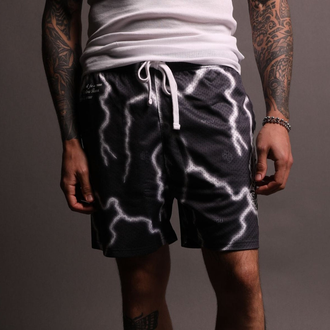 Civil Men's Lightning Mesh Shorts in Black - Size Medium