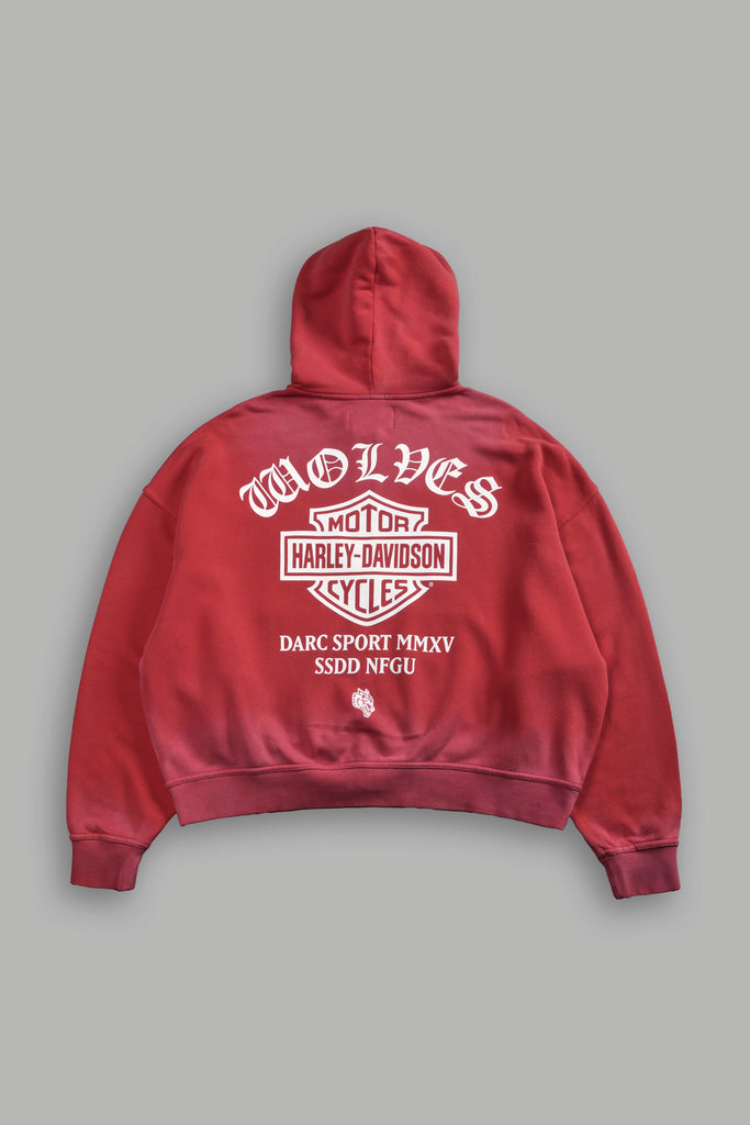 Harley-Davidson Wolves Vex Double Zip Hoodie in Roman Red Drift