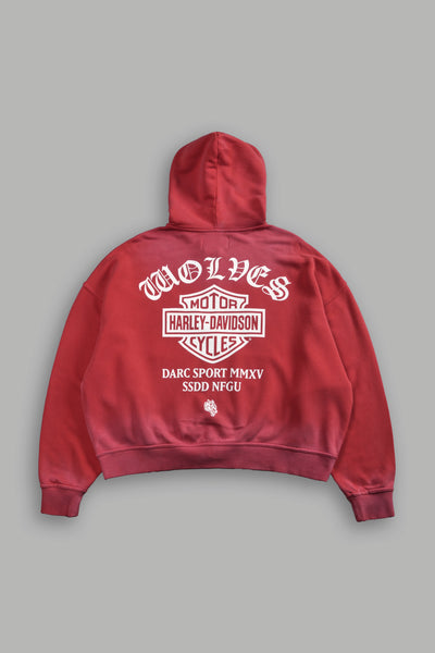 Harley-Davidson Wolves Vex Double Zip Hoodie in Roman Red Drift