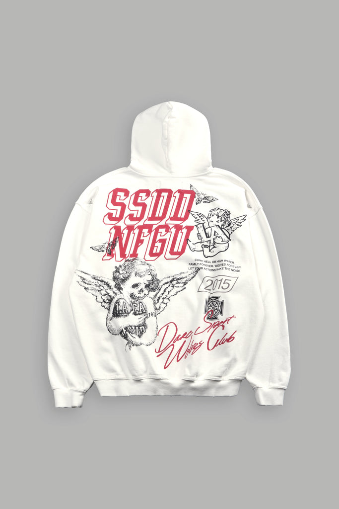 La Ca Frvr Grunge Moatis Zip Hoodie in Cream – DarcSport
