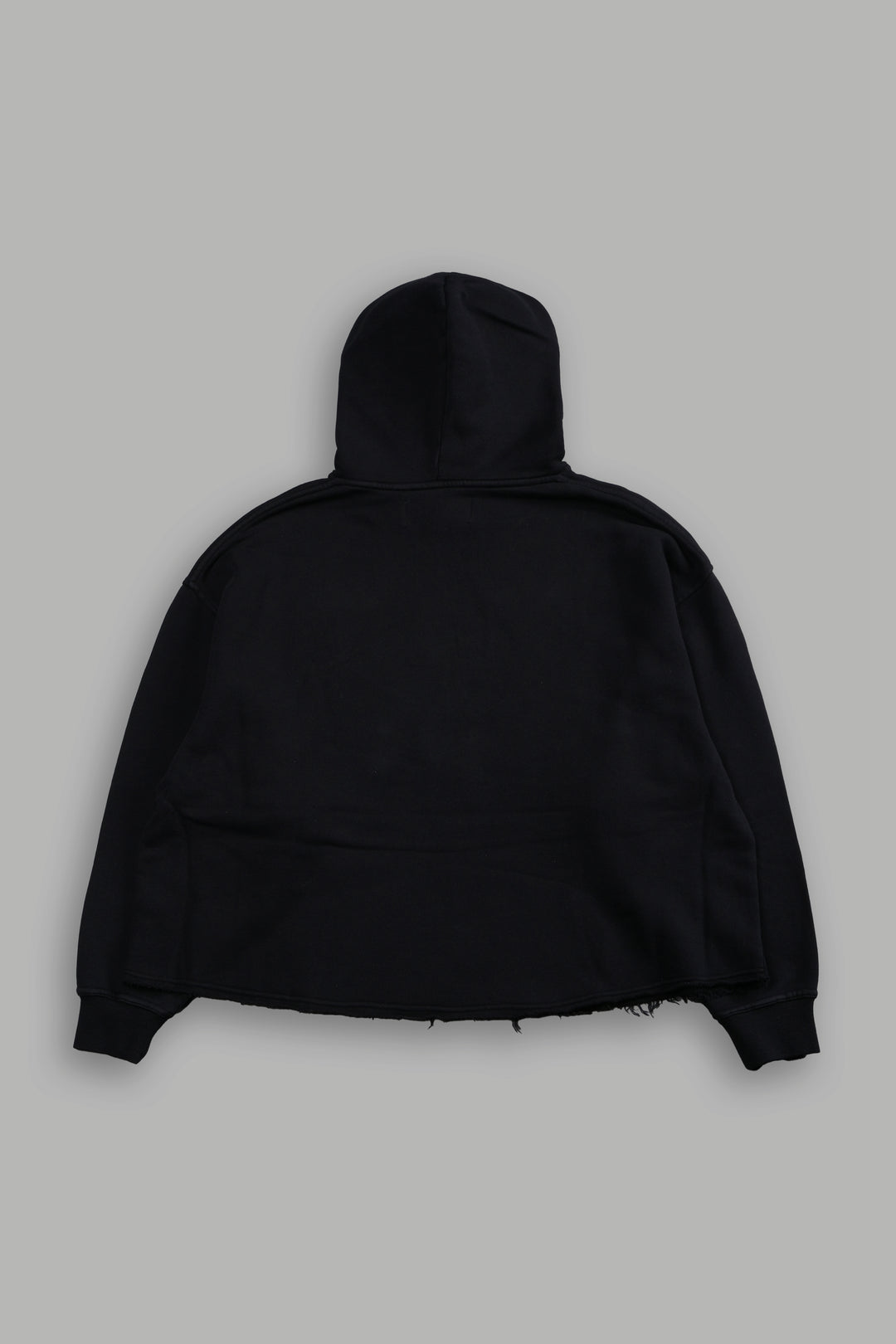 SSDDNFGU FRVR Raw Hem "Box Cut" Pierce Hoodie in Black