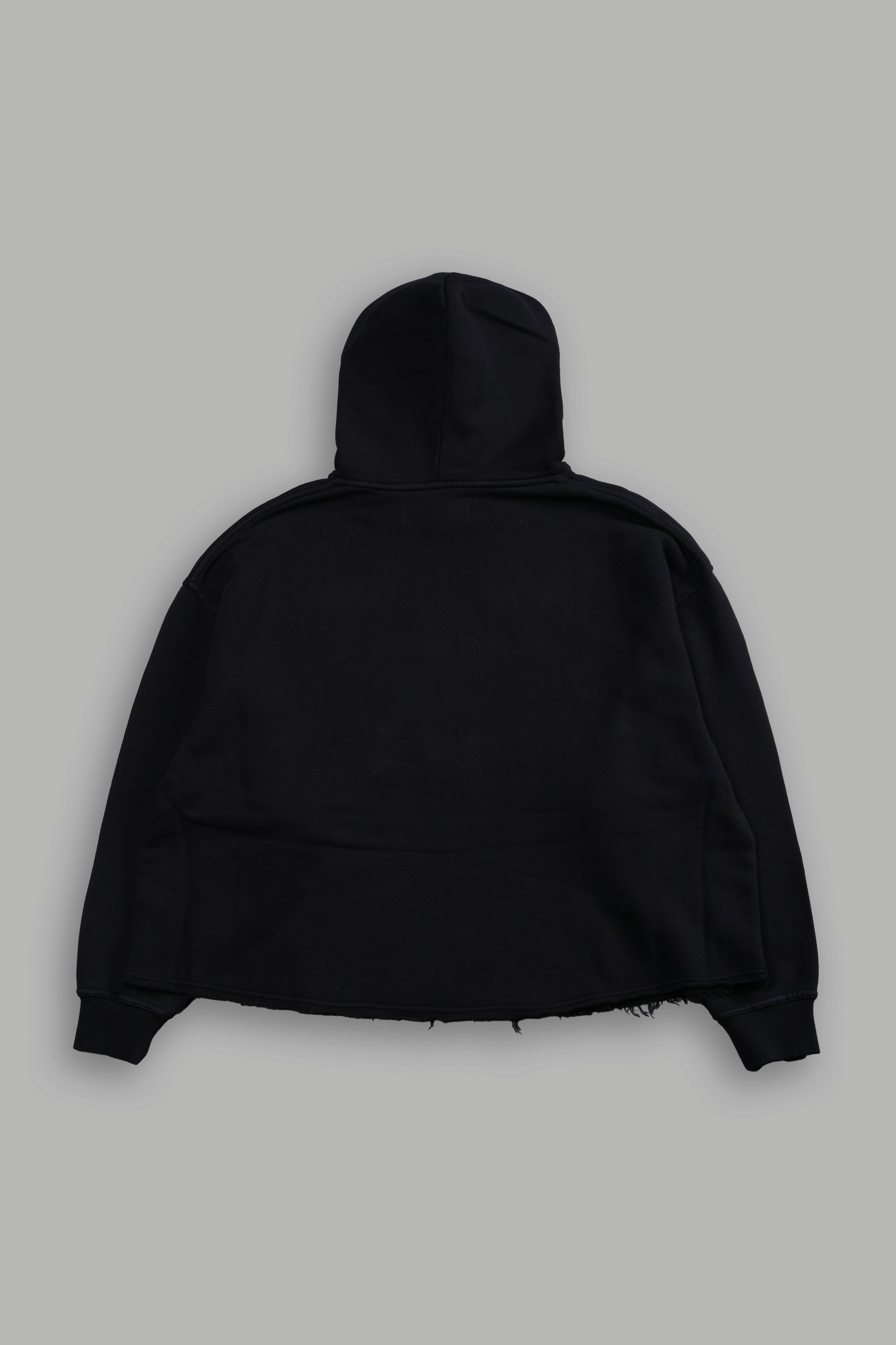 SSDDNFGU FRVR Raw Hem "Box Cut" Pierce Hoodie in Black