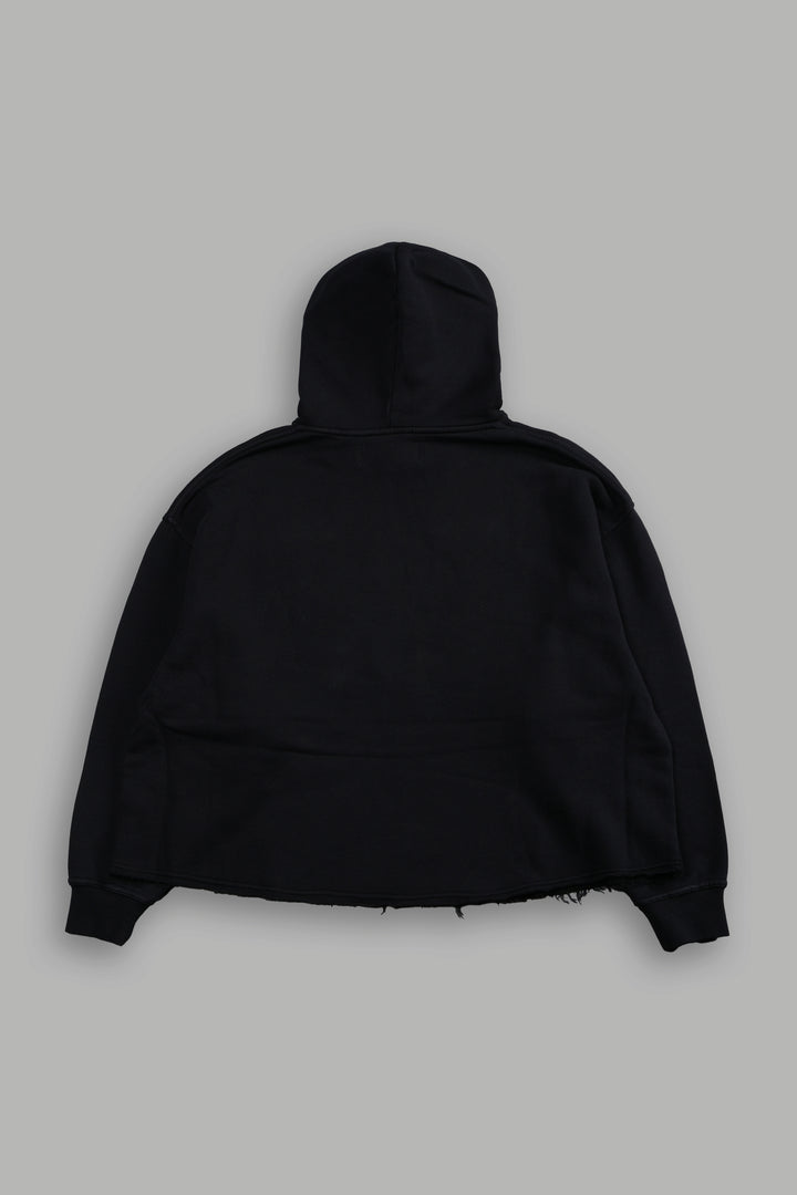 SSDDNFGU FRVR Raw Hem "Box Cut" Pierce Hoodie in Black