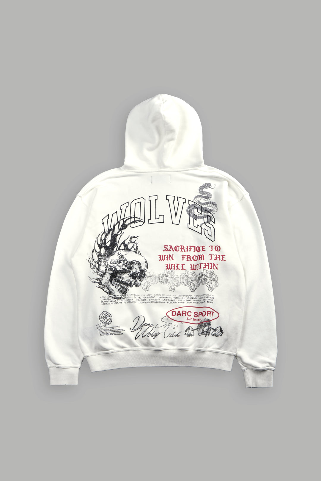 Flame Skull Pierce Hoodie in Cream