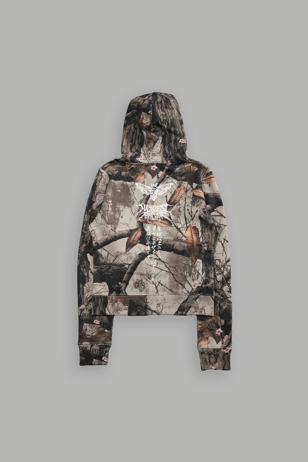 Moth Kanji "Iris" Zip Up Hoodie in Cherry Blossom Woodland Camo